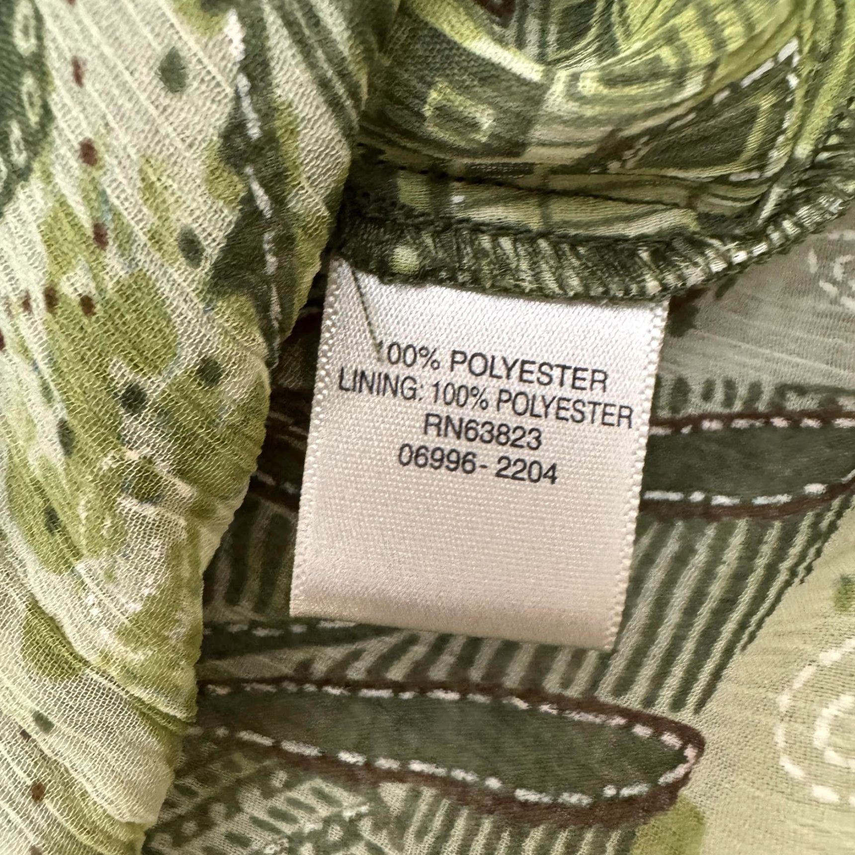 Vintage Christopher & Banks Shirt XL Green Geometric Abstract Tribal Artsy Short Sleeve Button Front Lined Lightweight Boho Retro Size XL / US 12-14 / IT 48-50 - 7 Thumbnail