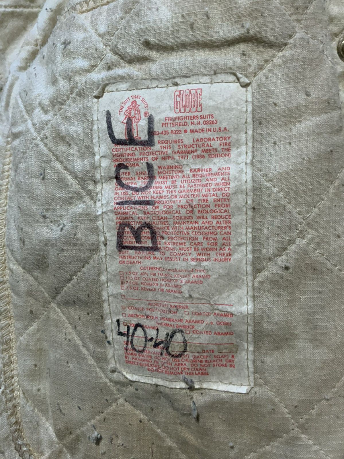 Vintage VTG 80s Globe Nomex III Firefighter Liner Turnout Gear 2PC Size US M / EU 48-50 / 2 - 12 Thumbnail