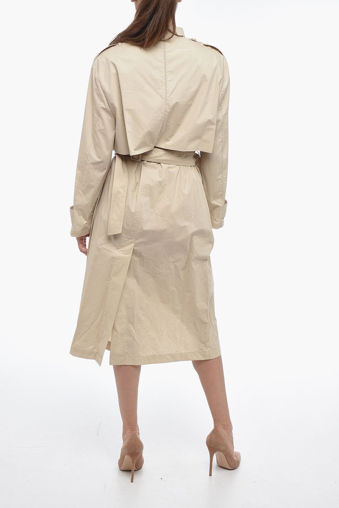 Maison Margiela og1mm1224 Trench-shaped Popeline Midi Dress in Beige Size M / US 6-8 / IT 42-44 - 2 Thumbnail