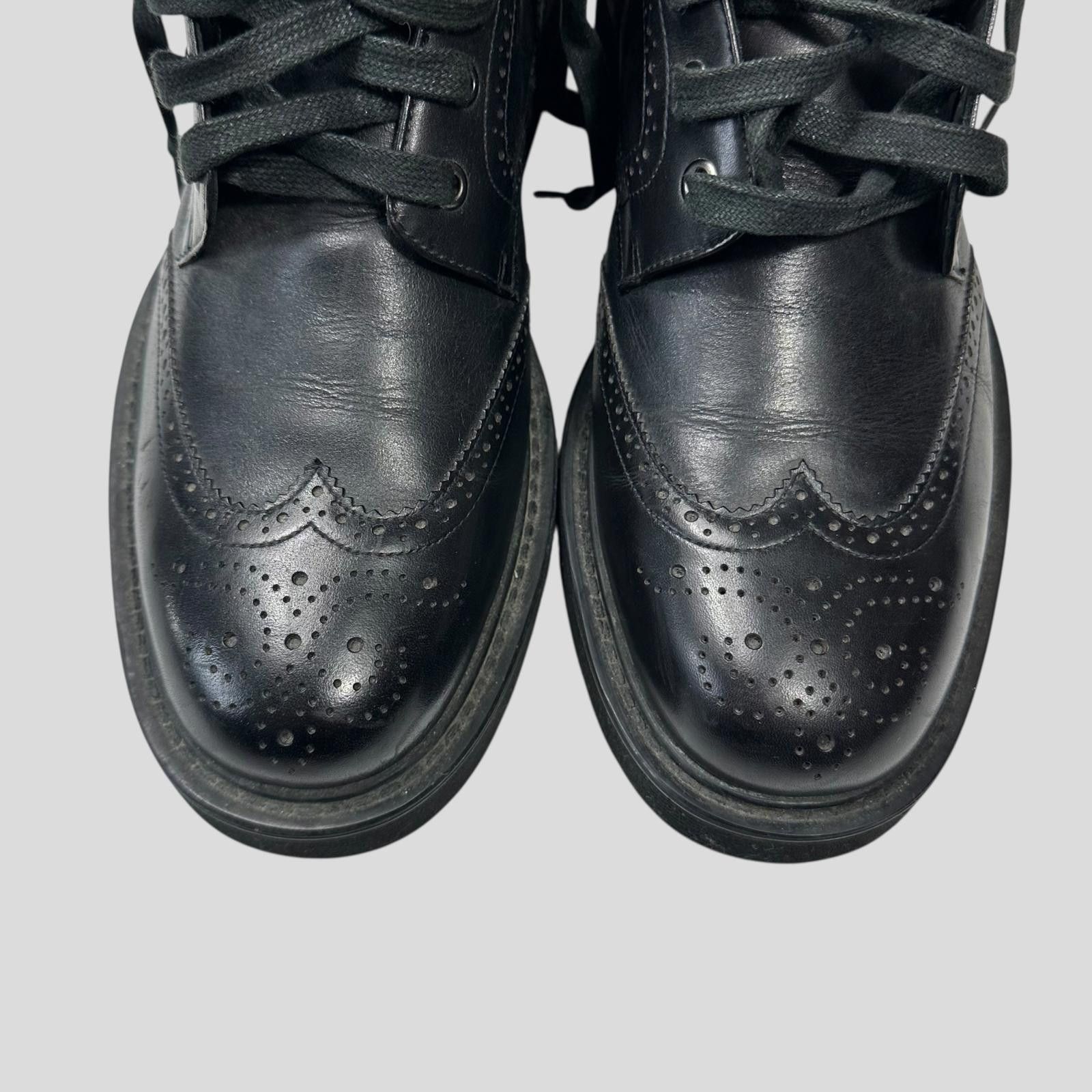 Prada Prada Brogue Detailed Leather Combat Boots - UK7.5/8 Size US 8.5 / EU 41-42 - 4 Thumbnail
