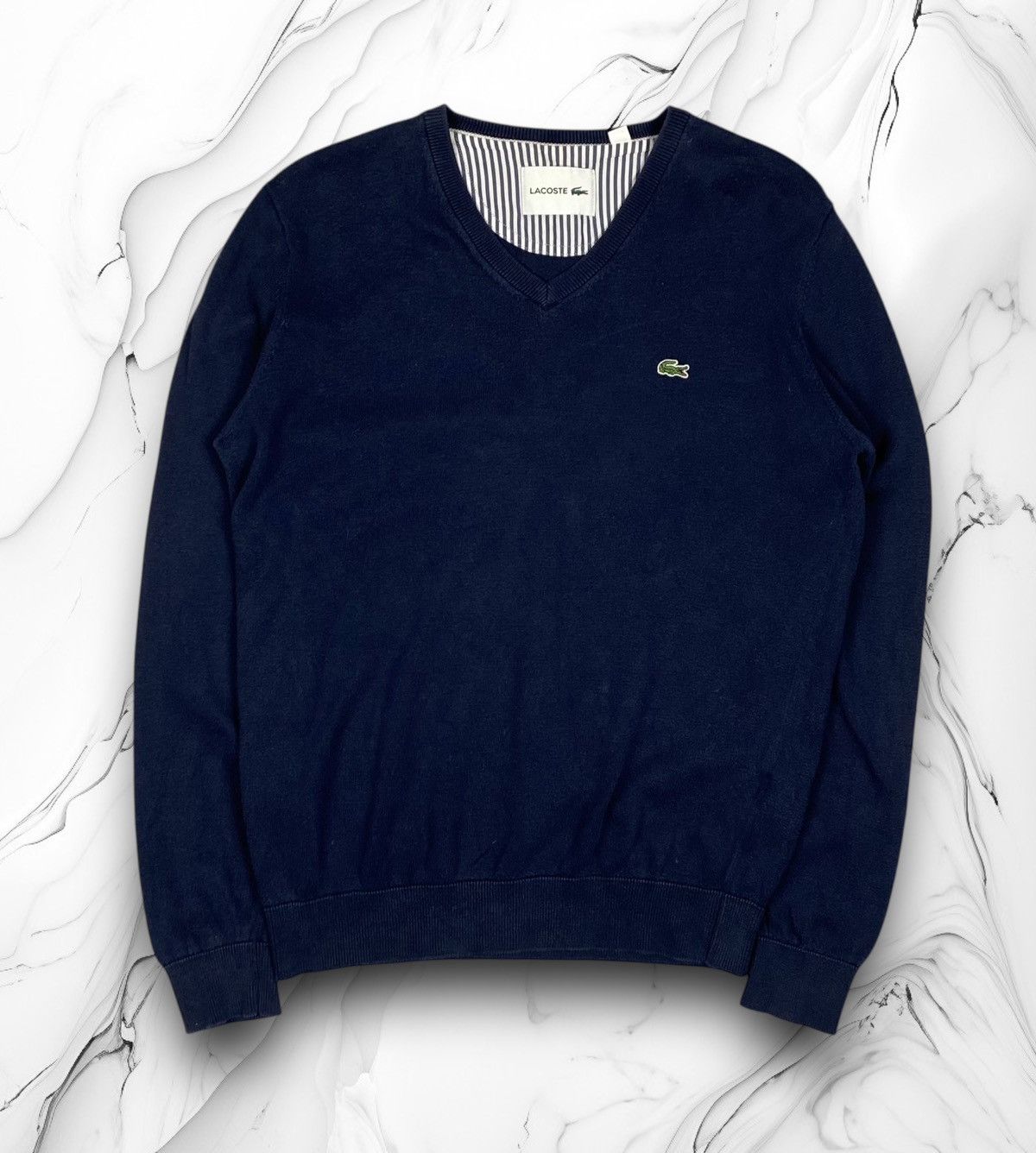 Lacoste Lacoste V Neck Sweater Knitted Jumper y2k size L Size US L / EU 52-54 / 3 - 1 Thumbnail