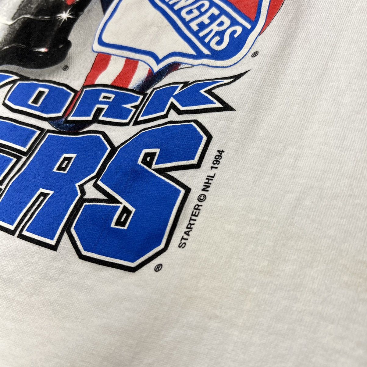 NHL × Starter × Vintage VTG NY Rangers Tee Shirt White Stanley Cup Champions NHL 90s Size US XL / EU 56 / 4 - 3 Thumbnail