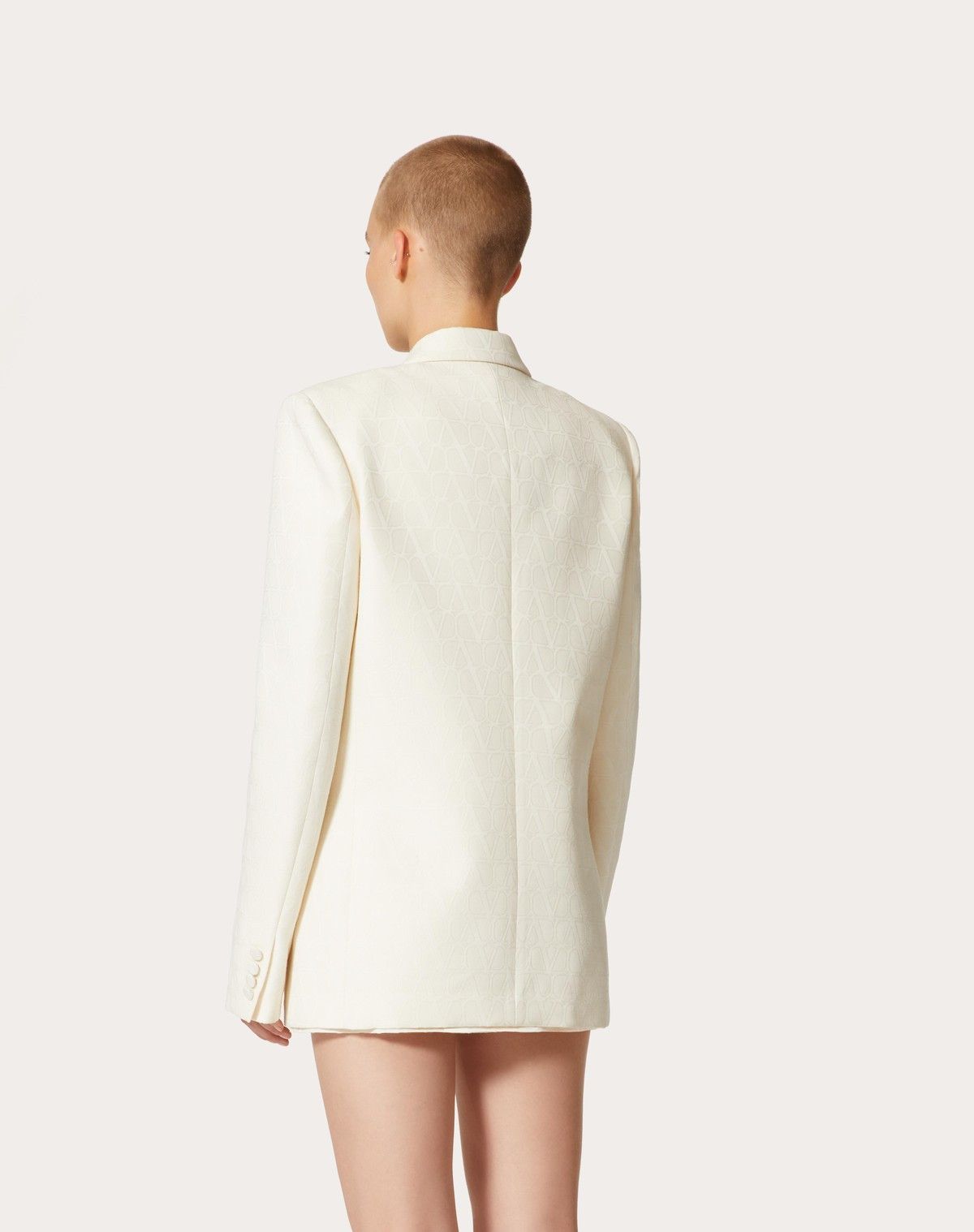Valentino o1s1wg110525 Toile Iconographe Crepe Couture Blazer in White Size XS / US 0-2 / IT 36-38 - 5 Thumbnail