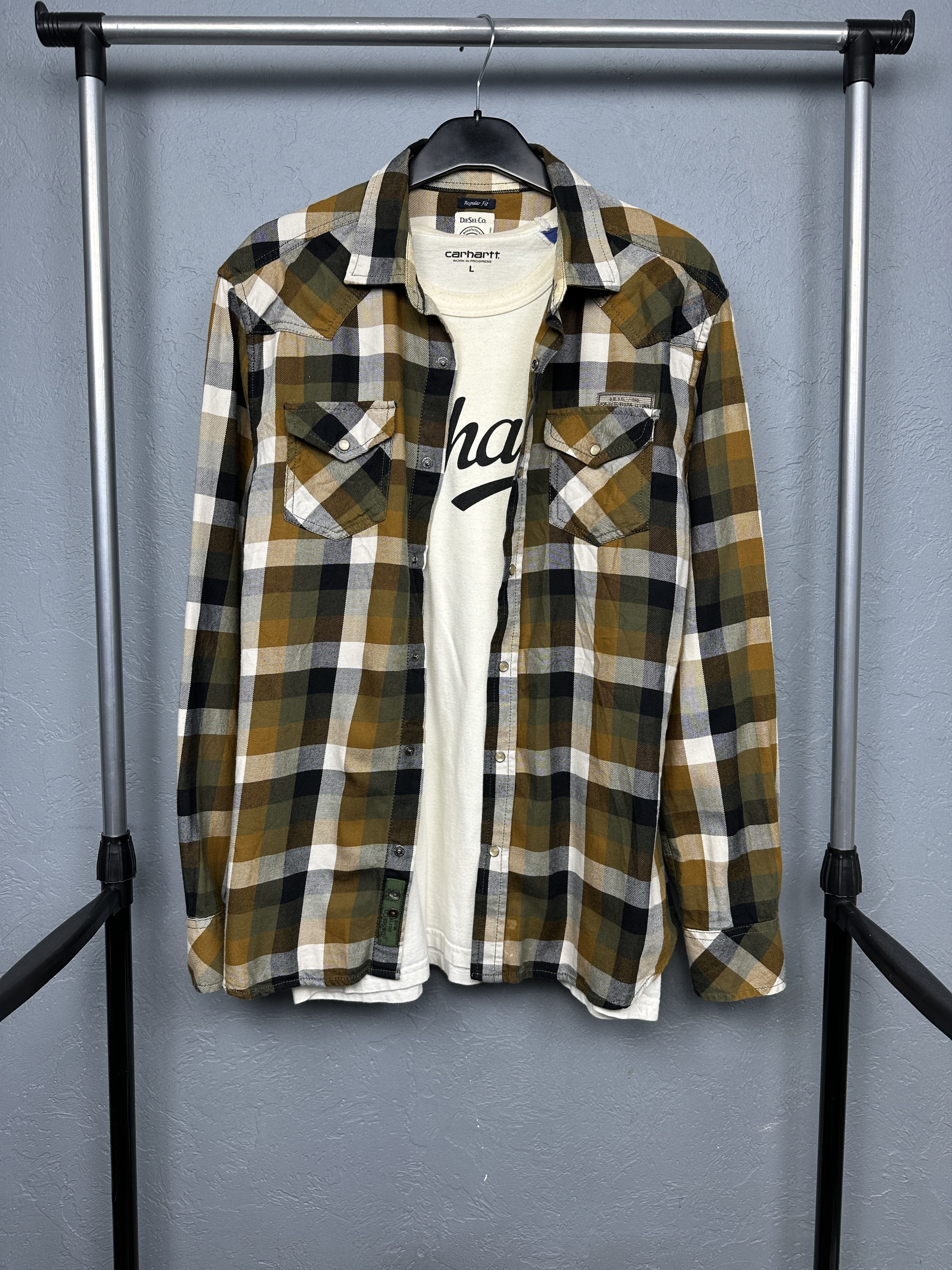 Diesel Diesel Mens Flannel Plaid Shirt Size US M / EU 48-50 / 2 - 1 Thumbnail