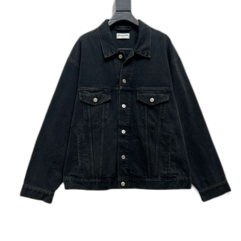 Balenciaga Balenciaga Black Denim Jacket with Logo Size US S / EU 44-46 / 1 - 1 Thumbnail