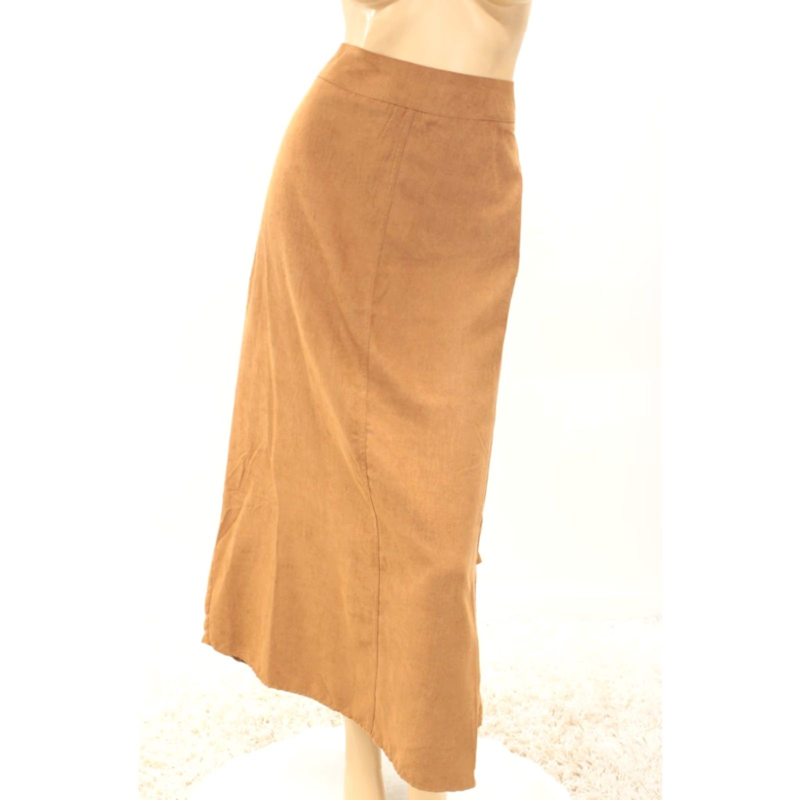 Vintage VINTAGE Metrostyle A-Line Skirt sz 10 Midi Brown Faux Suede Ruffled Bustle Y2K Womens Size 32" / US 10 / IT 46 - 6 Thumbnail