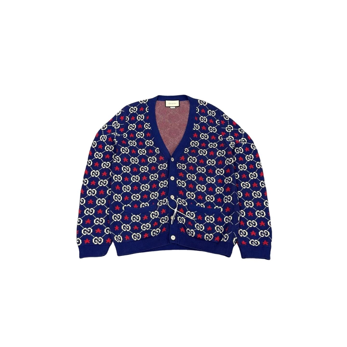Gucci Gucci GG Star Monogram Knit Cardigan Size L Size US L / EU 52-54 / 3 - 1 Thumbnail