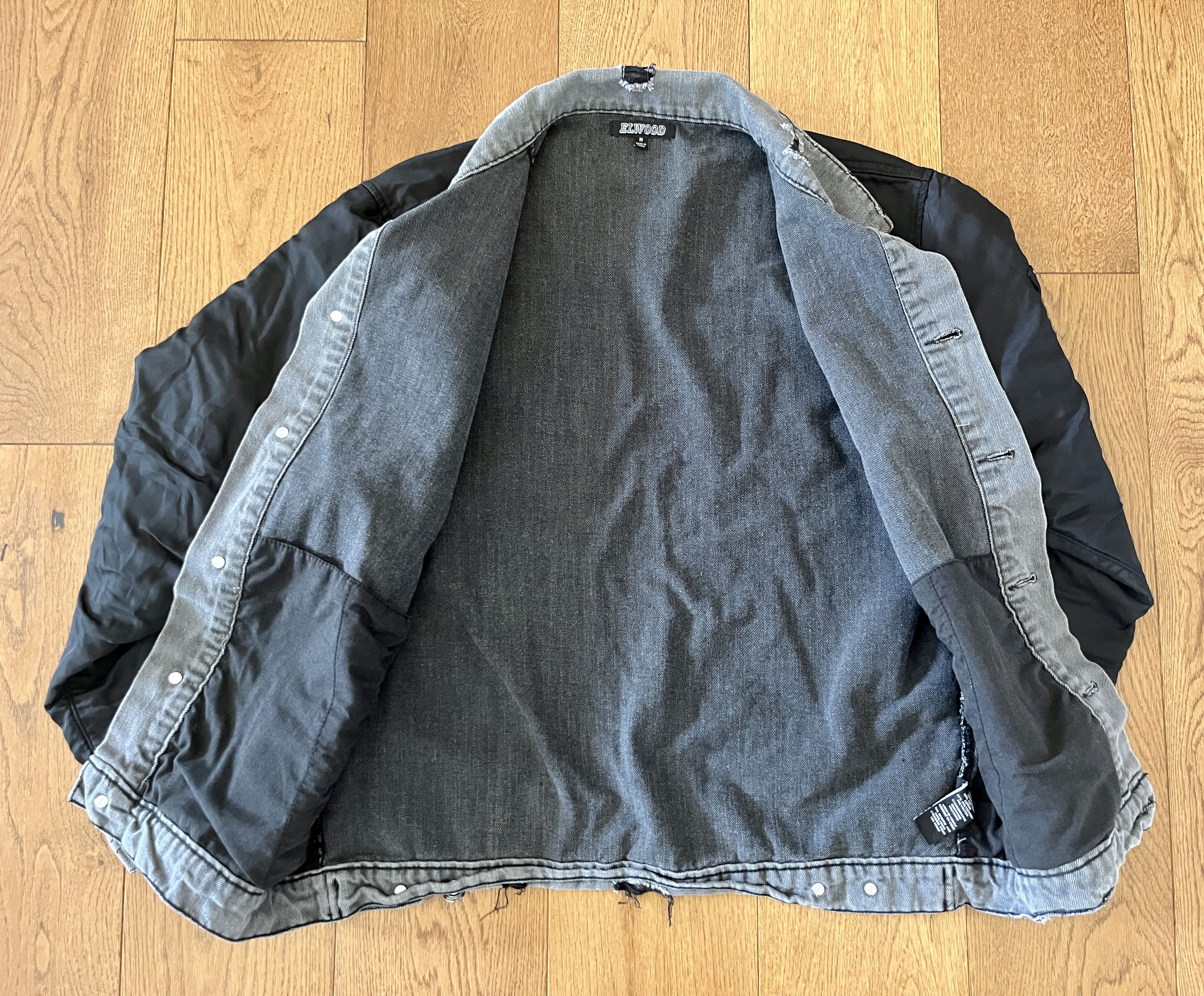 Elwood Elwood Distressed Hybrid Denim MA-1 Bomber Jacket Mens M Size US M / EU 48-50 / 2 - 5 Thumbnail