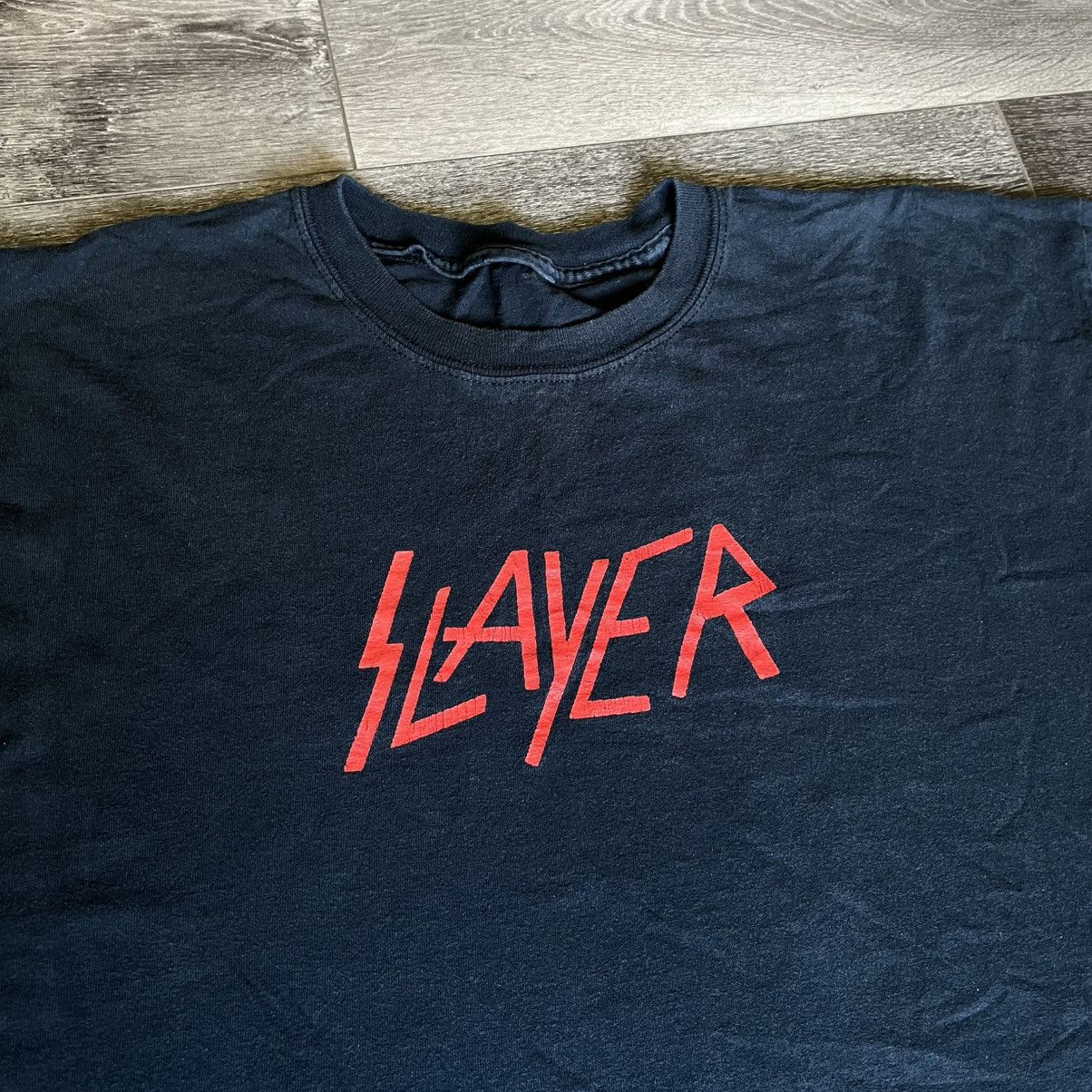 Slayer Vintage 1990s Slayer Metal Band Small Logo T Shirt Black Red Size US XL / EU 56 / 4 - 3 Thumbnail
