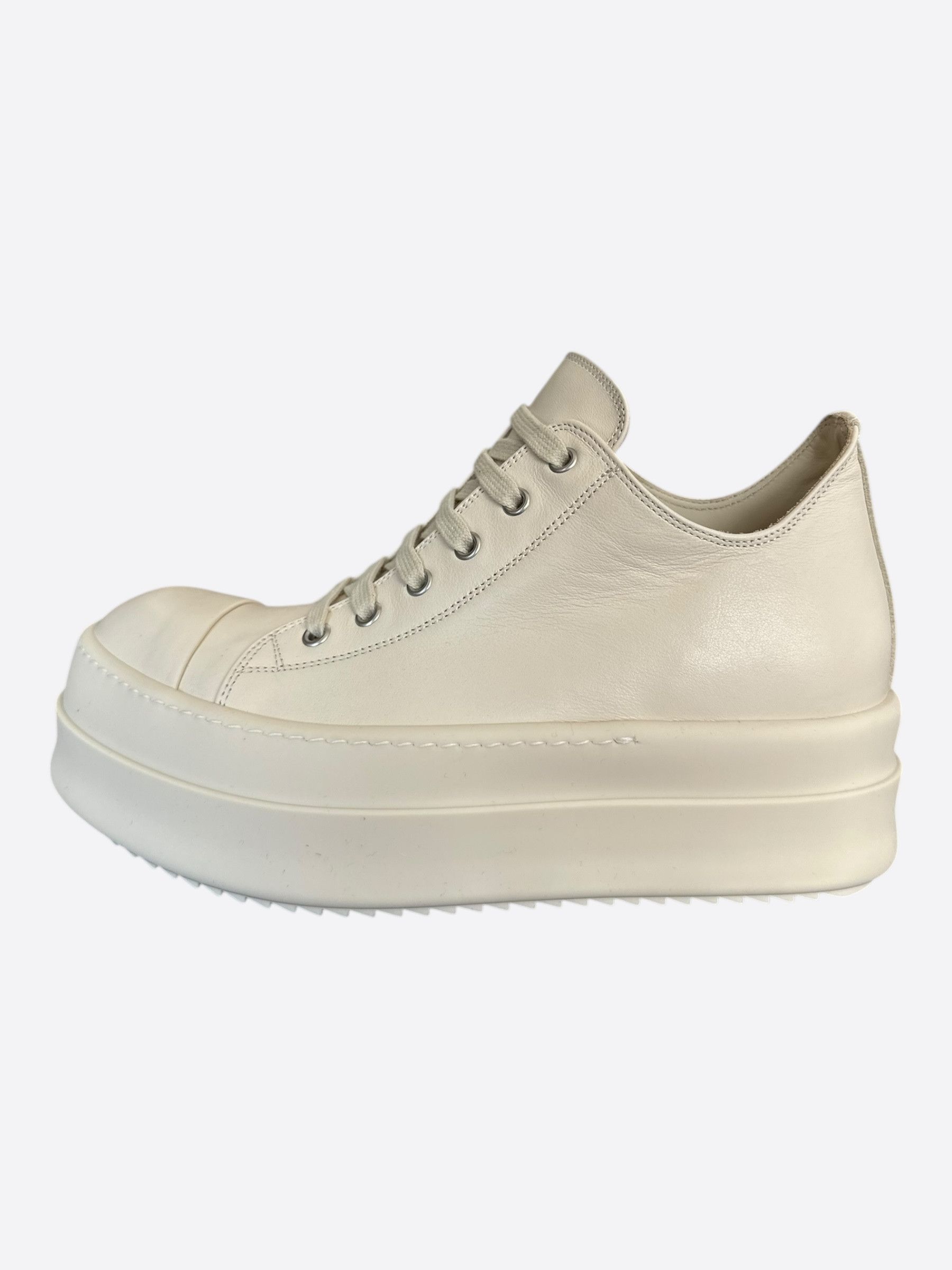 Rick Owens White Leather Mega Bumper Women's Low Top Sneakers Size US 5 / IT 35 - 3 Thumbnail