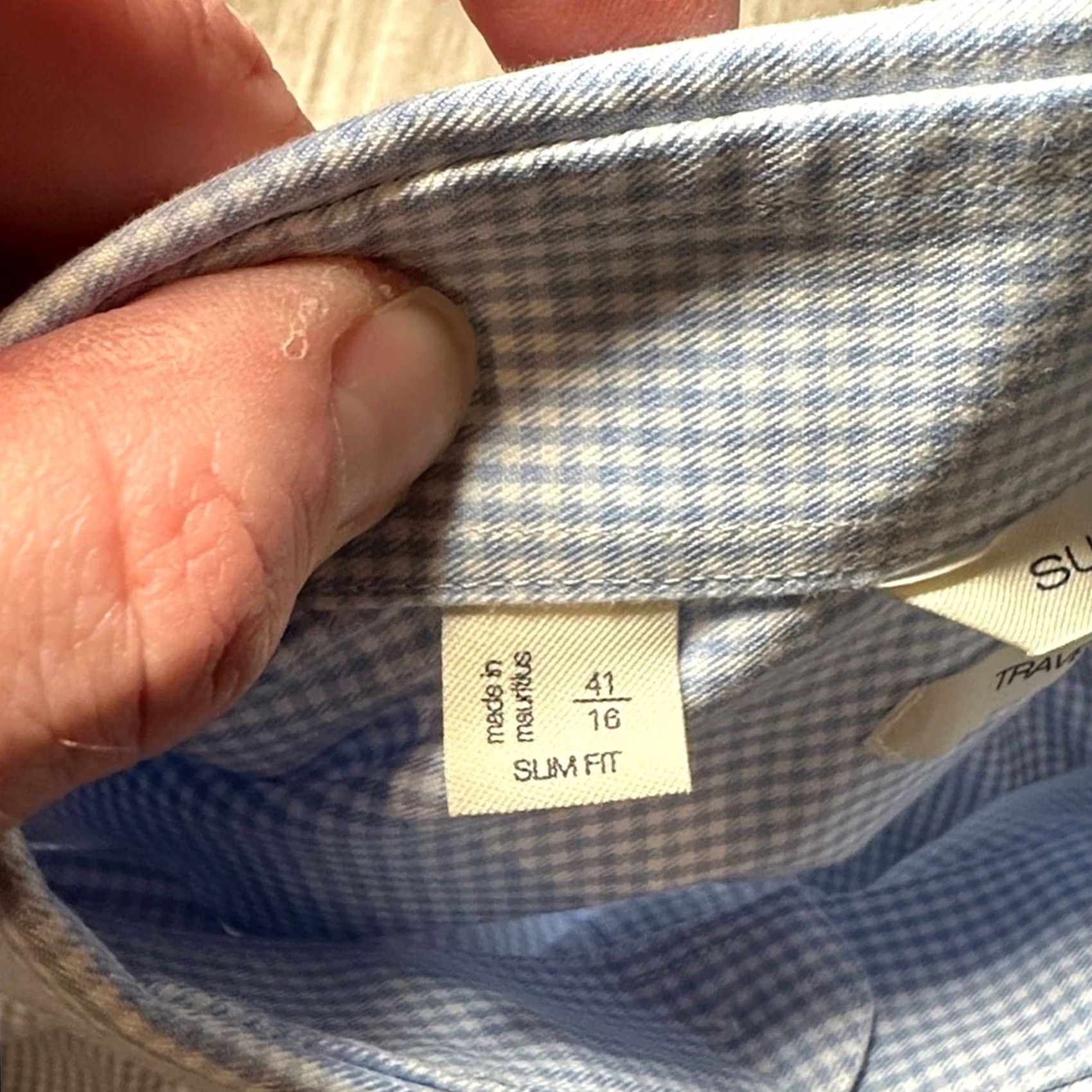 Suitsupply VINTAGE Suitsupply Traveller Slim Fit Gingham Checkered Long Sleeve Button Down 16/41 Mens L Light Blue White Cotton 100% BMS8579 Size US L / EU 52-54 / 3 - 6 Thumbnail