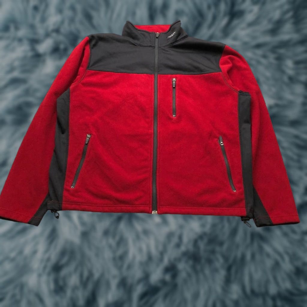 Eddie Bauer Eddie Bauer Windcutter Fleece Jacket Mens L Red Black Full Zip Mock Neck Pockets Embroidered Logo Jacket Size US L / EU 52-54 / 3 - 1 Thumbnail