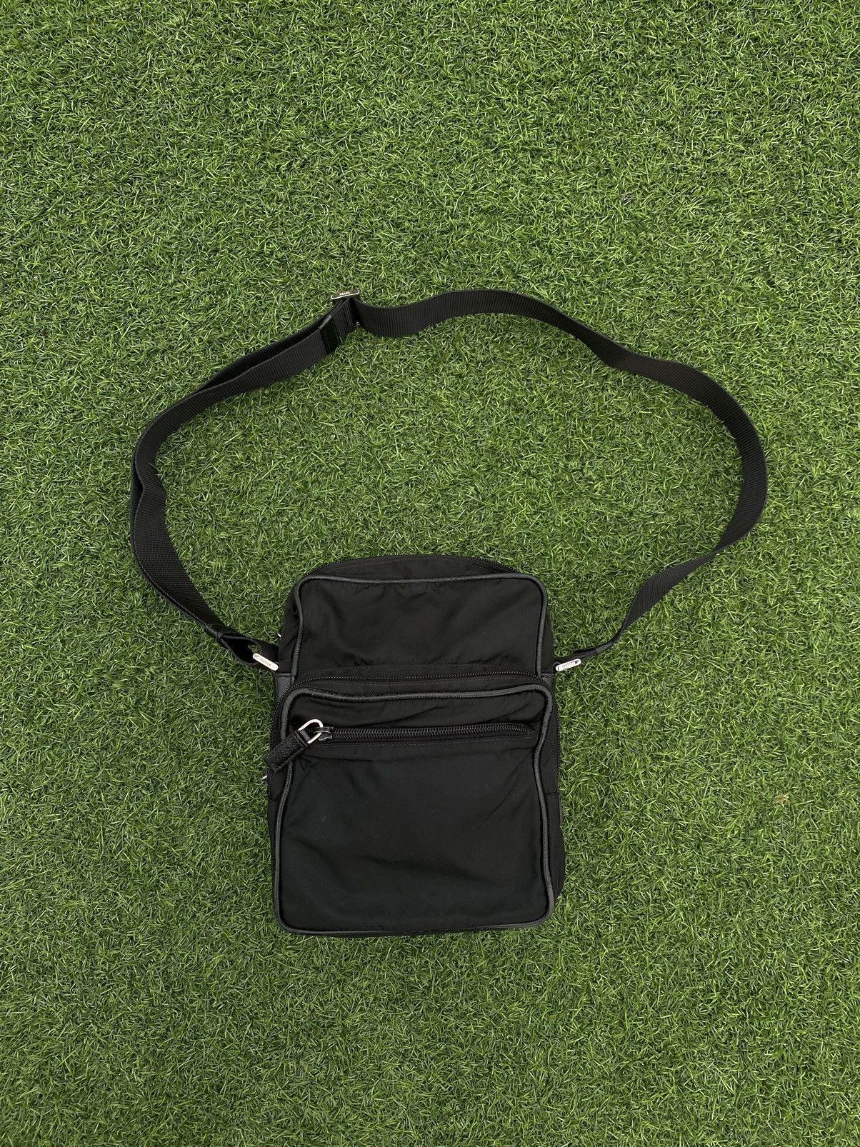 PRADA SMALL BLACK NYLON MESSENGER CROSSBODY BAG
