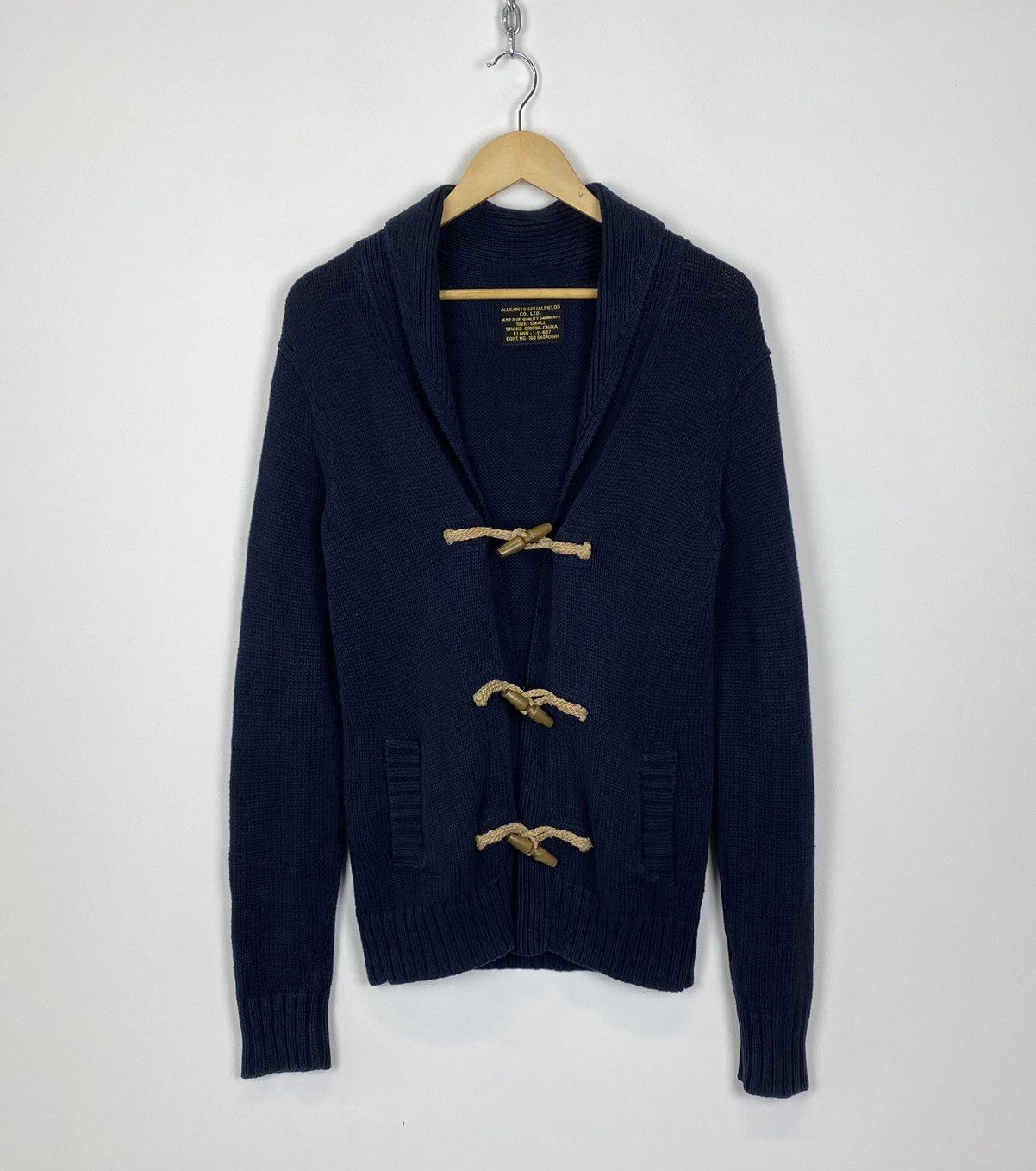 Allsaints Allsaints Spitalfields Duffle Knit Cardigan Linen/Cotton Men Size US S / EU 44-46 / 1 - 1 Thumbnail