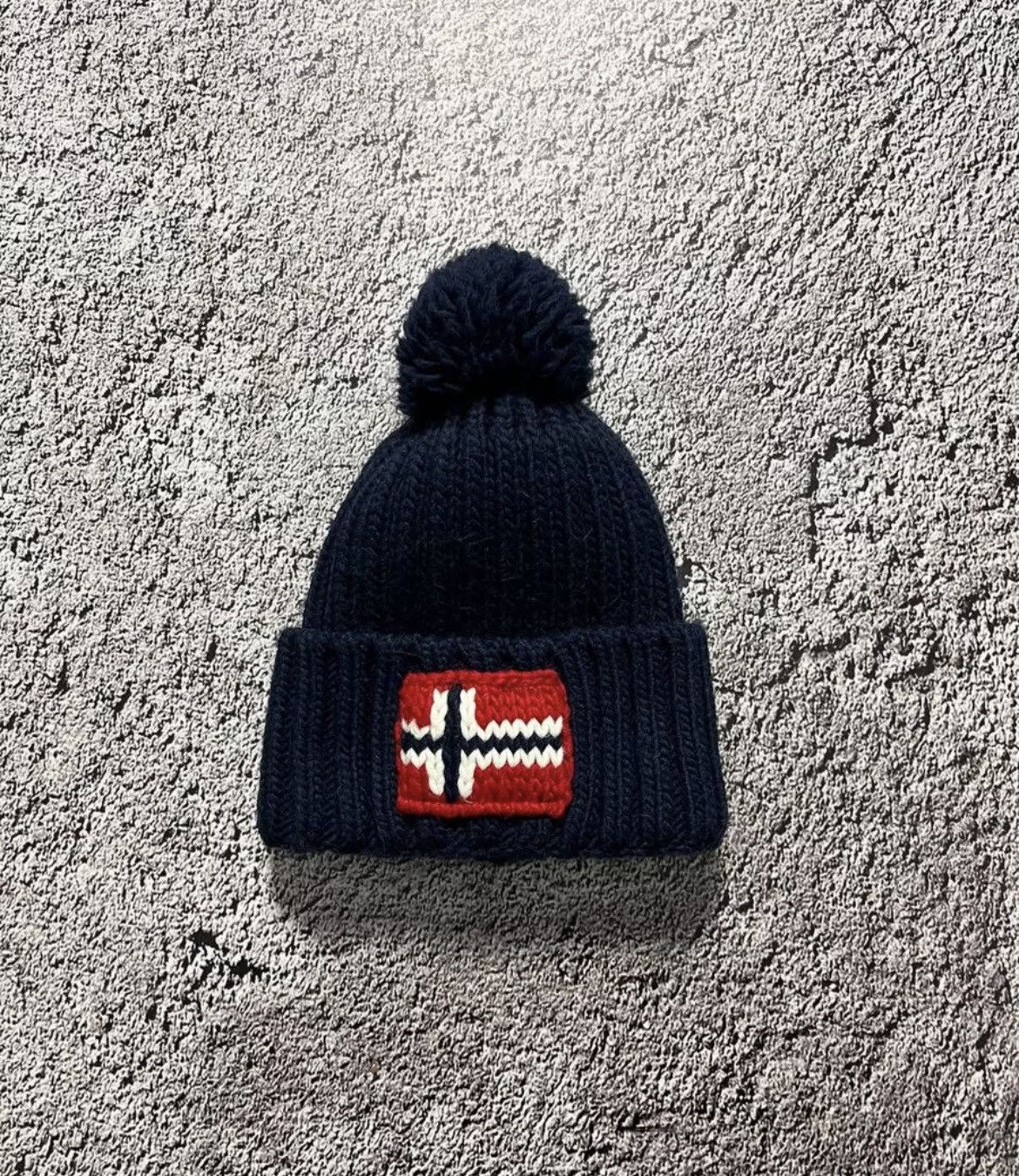 Napapijri Napapijri Bobble Hat Mens Dark Blue Semiury 5 Flag Beanie Size ONE SIZE - 1 Thumbnail