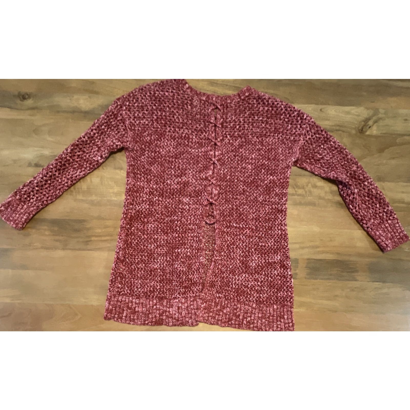 Lucky Brand Lucky Brand Sweater Women Open Knit Red Cross Tie Back Size Small Size S / US 4 / IT 40 - 2 Thumbnail