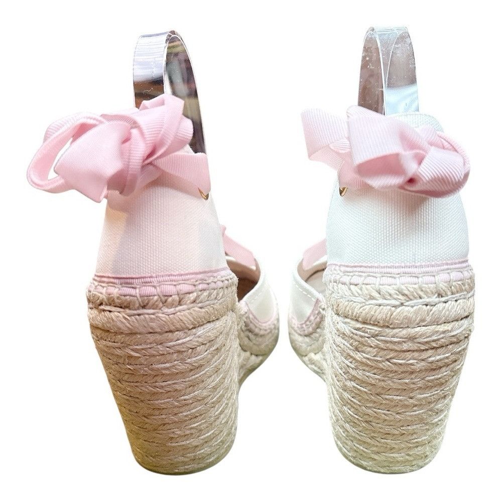 Gucci GUCCI Judit Espadrille Wedge Sandals White Pink GG Lace Up E Size US 8.5 / IT 38.5 - 7 Thumbnail