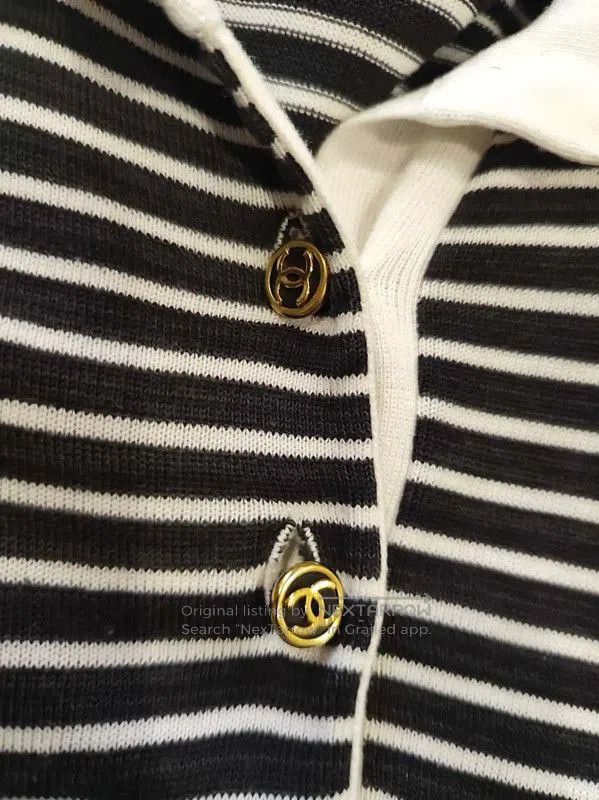 Chanel Chanel Black Cotton Blend Striped T-Shirt . Size M / US 6-8 / IT 42-44 - 8 Thumbnail