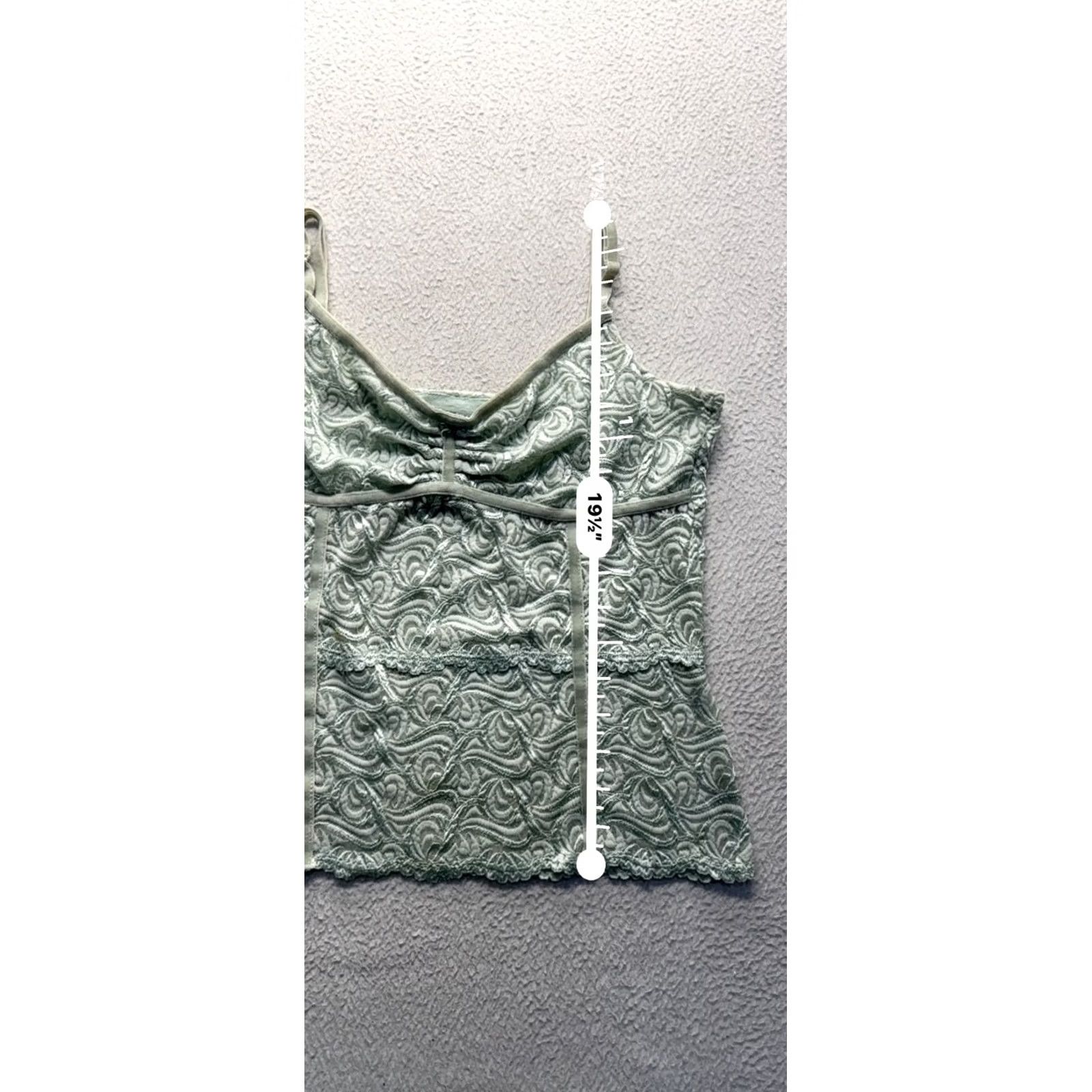 Bebe bebe Green Lace Camisole Tank Top Nylon Blend Adjustable Straps L Womens L Green Lace Tank Casual Summer 9715 Size L / US 10 / IT 46 - 6 Thumbnail