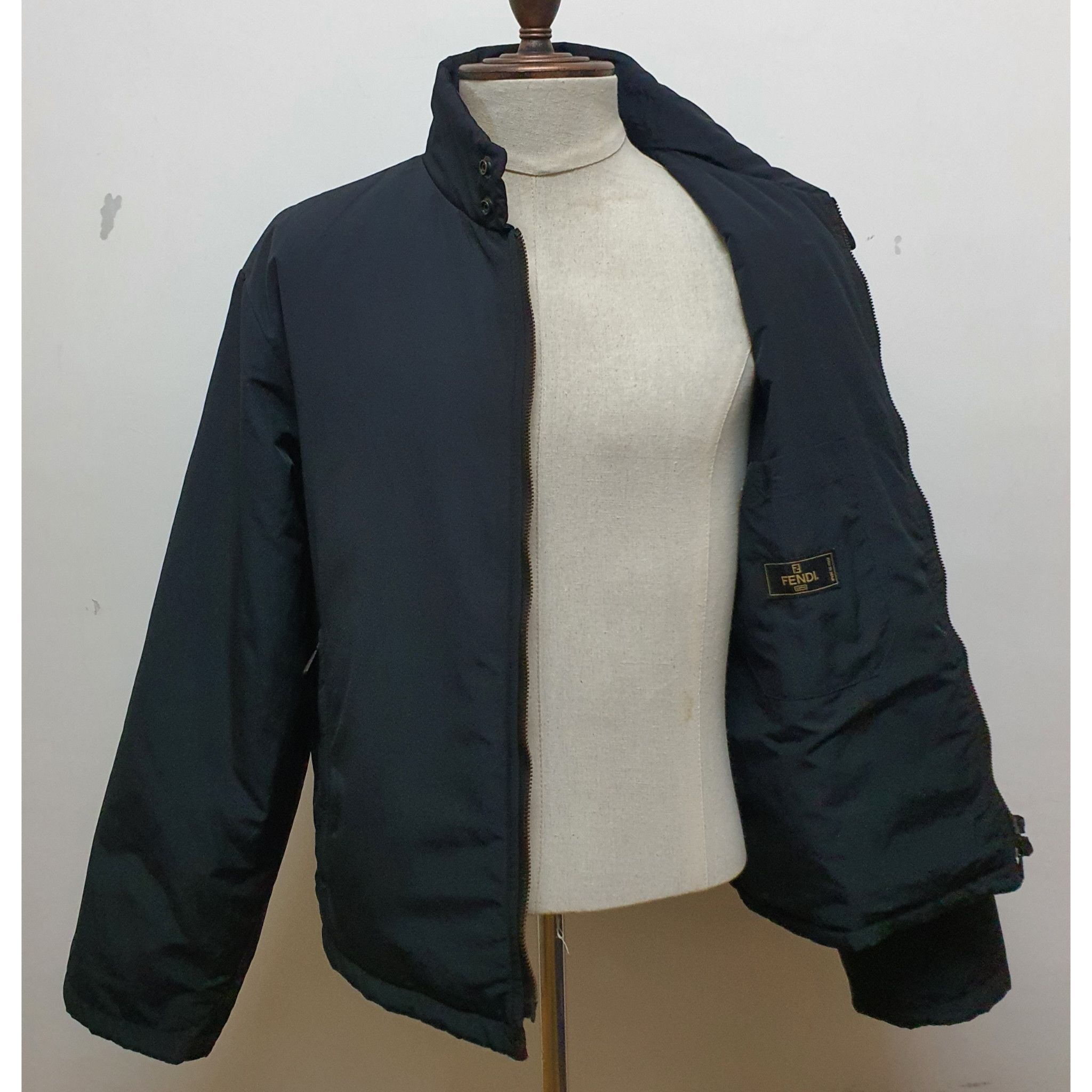 image of Fendi Uomo Black Zip Up Jacket, Men's (Size Medium)