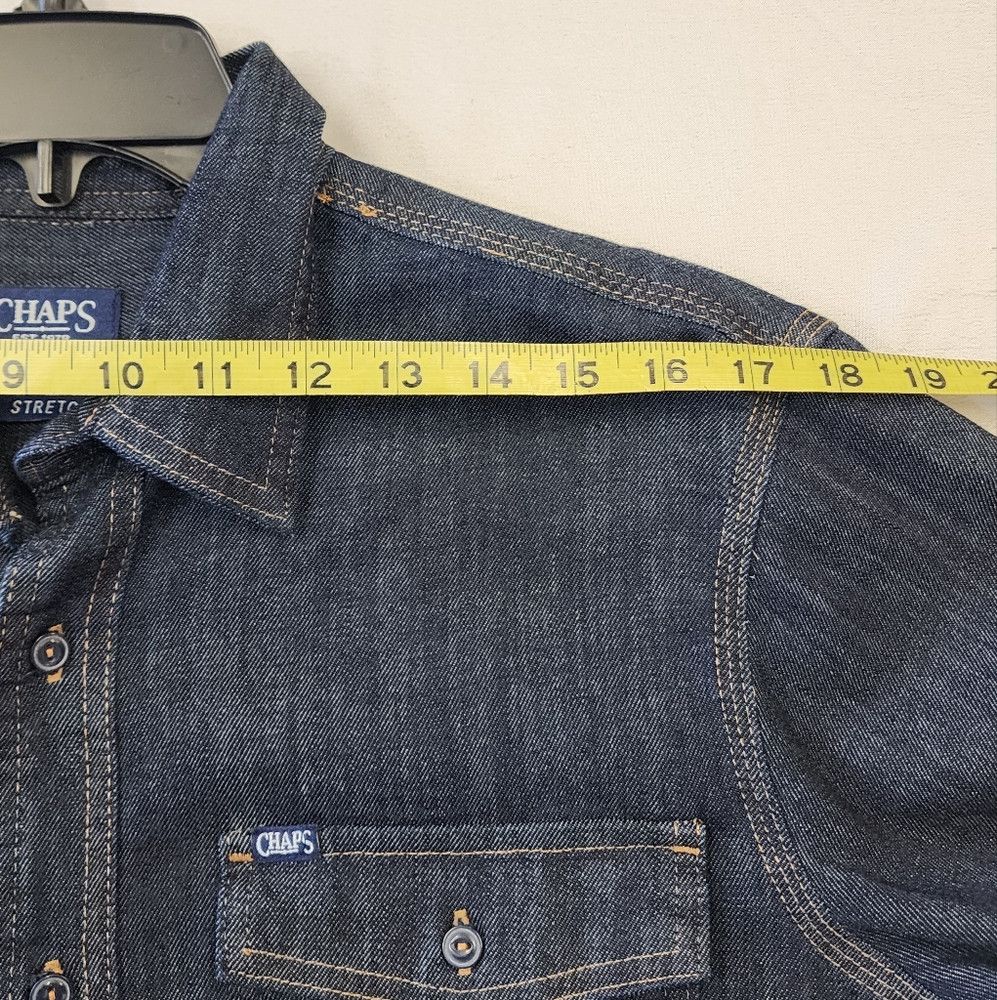 Chaps Chaps Men's Dark Denim Button Front L/S Soft Shell shirt Size US M / EU 48-50 / 2 - 7 Thumbnail
