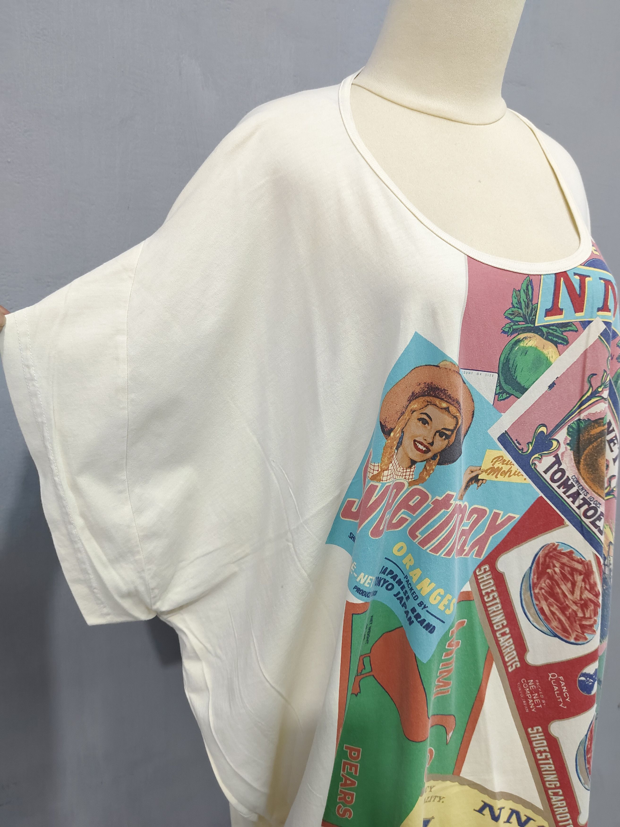 Ne-Net Ne-Net 🇯🇵 Oversized Dolman Sleeve Retro Food Label Collage Size L / US 10 / IT 46 - 3 Thumbnail