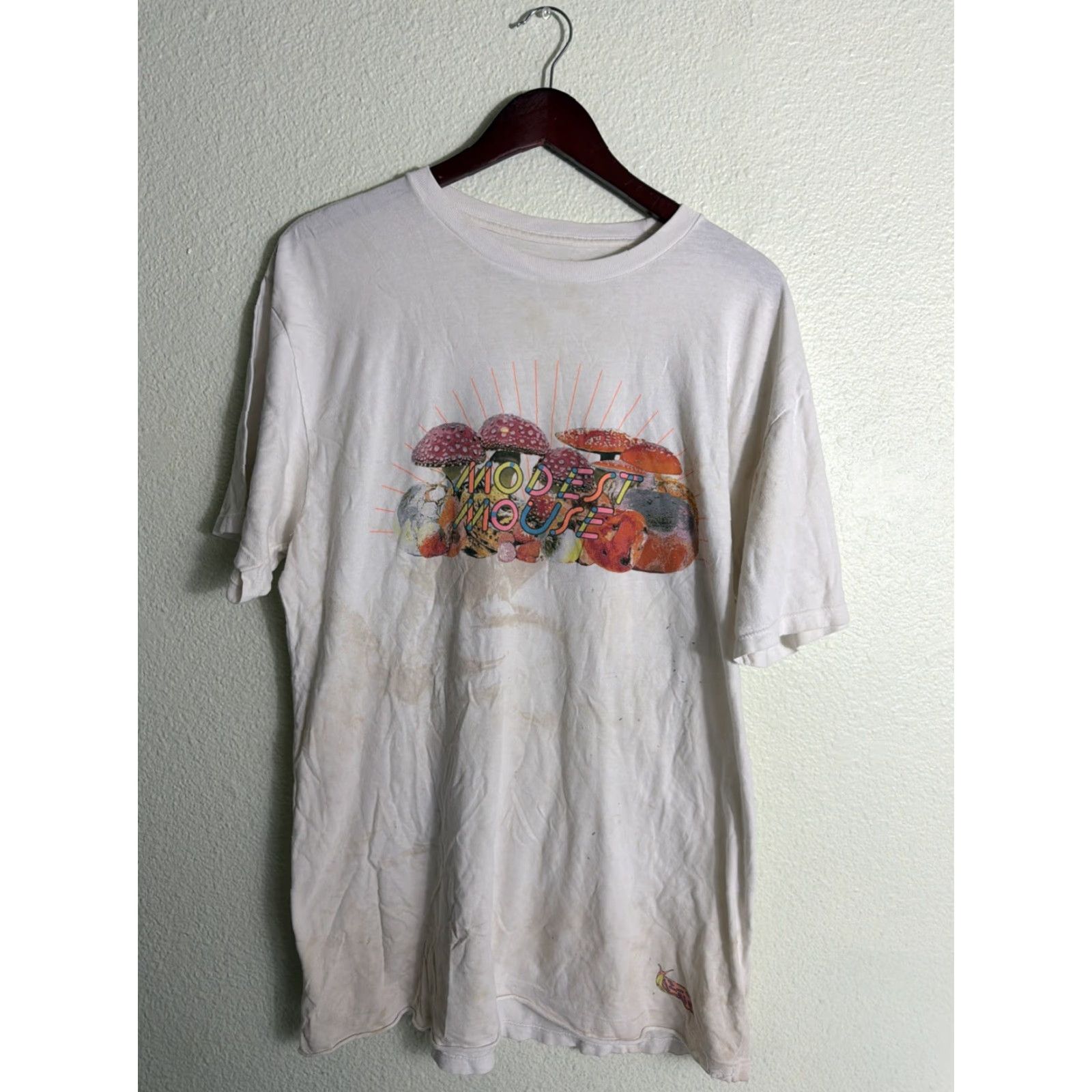 Vintage ambsn shirt Mens Large Modest Mouse Tee Mushrooms Stained Throughout White Size US L / EU 52-54 / 3 - 2 Thumbnail