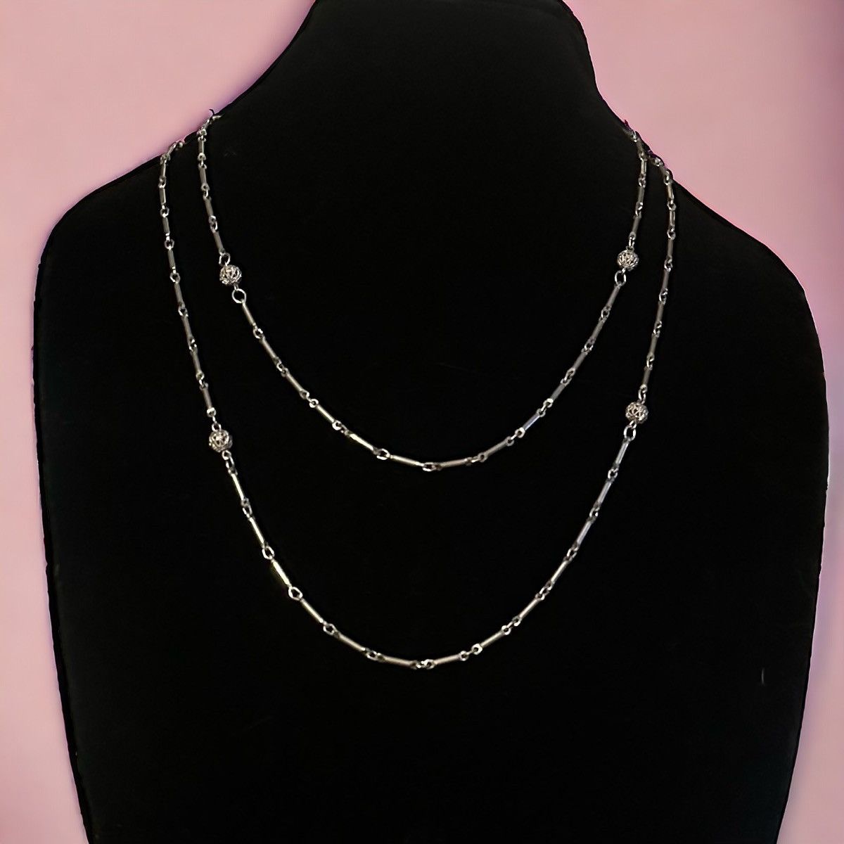 Vintage Vintage silver tone link and filigree ball necklace Size ONE SIZE - 2 Thumbnail