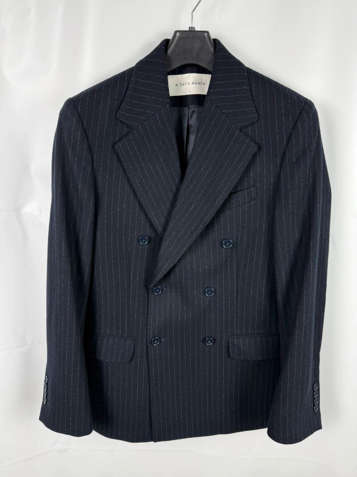 A Day's March A Day’s March Welland Double Breasted Blazer Wool Striped Size 36R - 1 Thumbnail