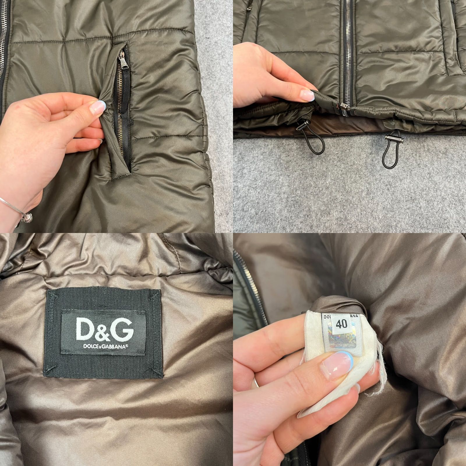 Dolce & Gabbana VINTAGE Dolce&Gabbana Mens Gilet Padded Small Bronze Brown Logo Designer Jacket Size US XXS / EU 40 - 8 Thumbnail
