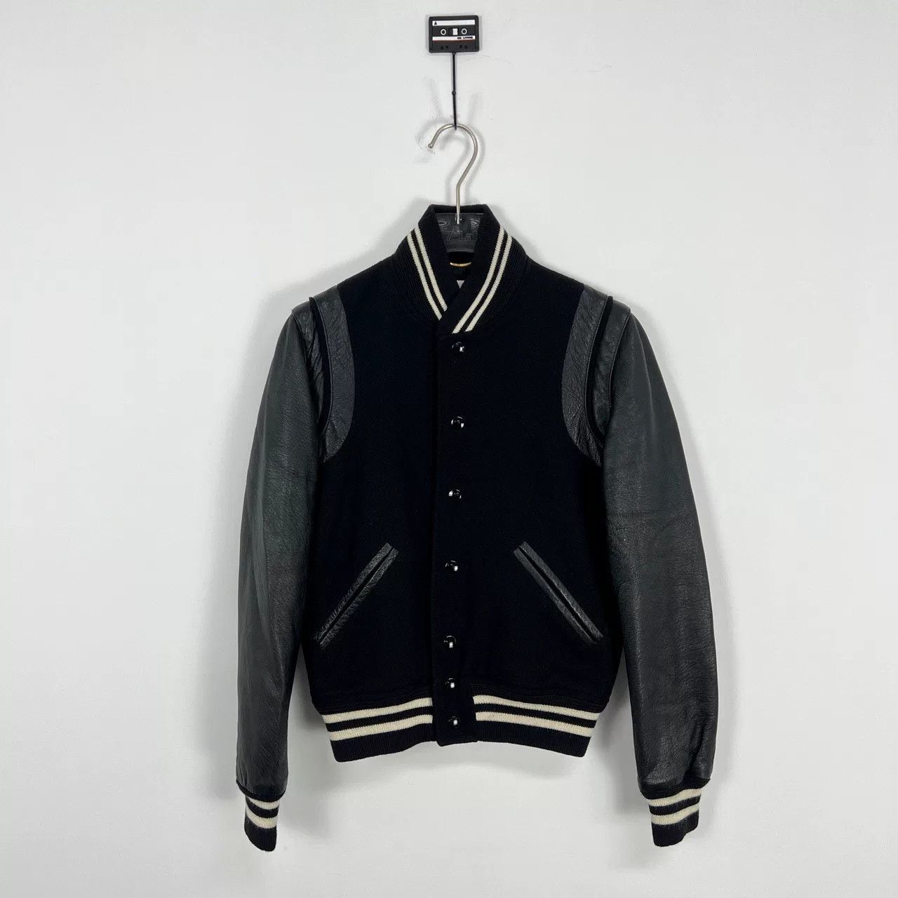 Saint Laurent Paris Saint Laurent Leather Sleeve Varsity Jacket Size US M / EU 48-50 / 2 - 1 Thumbnail