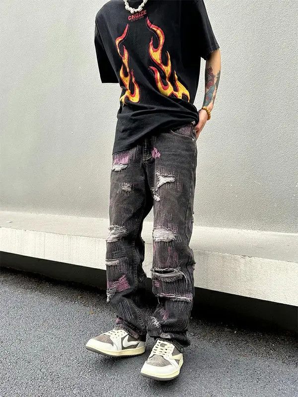 VIBE y2k damaged patch faded jeans Size US 32 / EU 48 - 4 Thumbnail