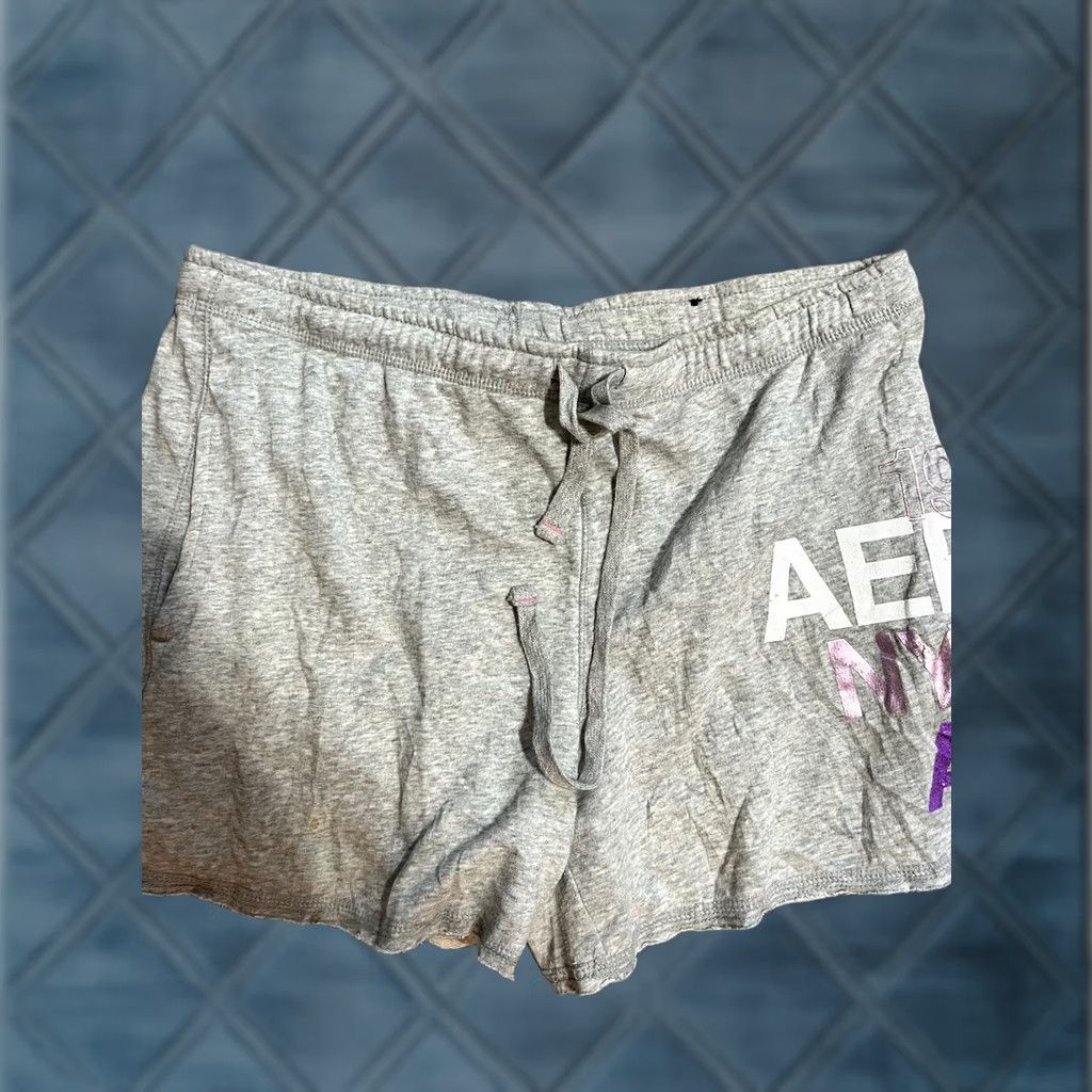 Aeropostale Aeropostale Womens Shorty Athletic Shorts Size M Gray Cotton Drawstring Everyday Workout Shorts Size 32" / US 10 / IT 46 - 1 Thumbnail