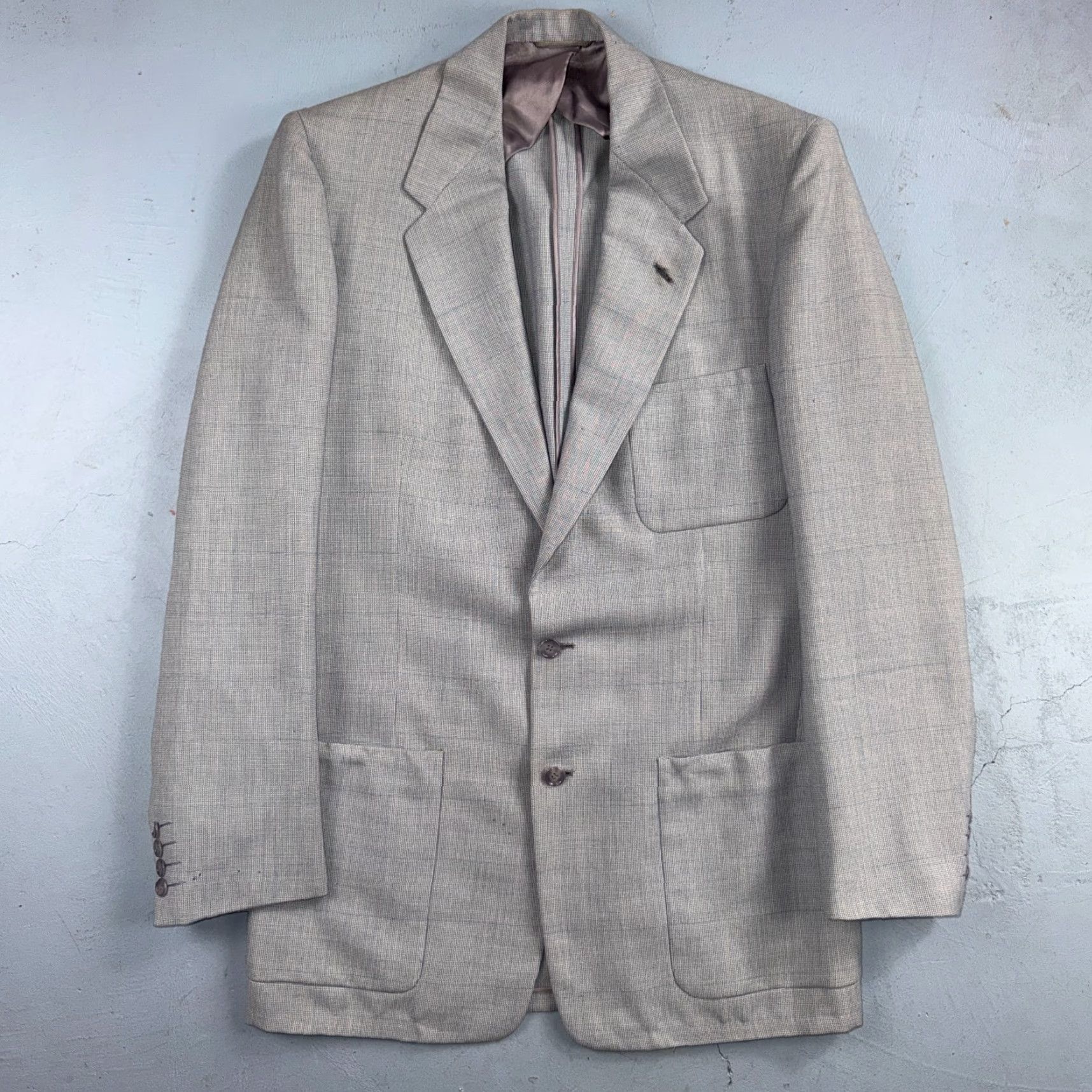Vintage 1960s 1970s VTG Mens 2 PC Suit 42 Jacket Coat Pants Gray Union Wool Rockabilly Size 42R - 2 Thumbnail
