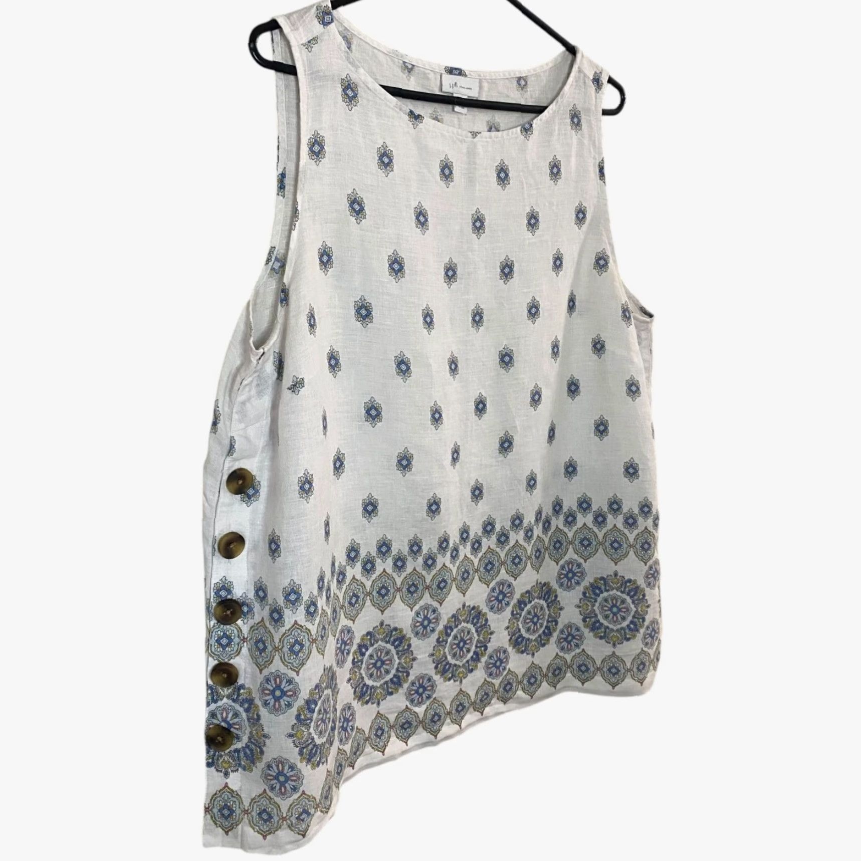 J. Jill VINTAGE J.Jill Linen Tank Top Women PXL White Boho Coastal Casual Sleeveless Summer Size XL / US 12-14 / IT 48-50 - 3 Thumbnail
