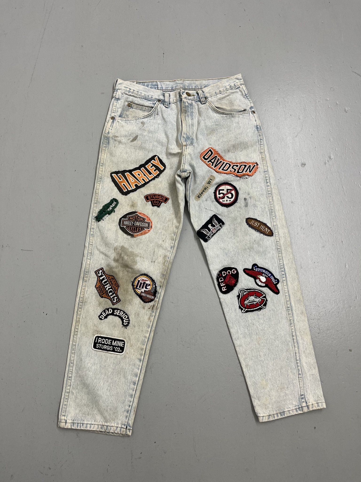 Harley Davidson × Vintage Vintage Custom harley Daivdosn Patch Punk Jeans Size 32x29 Size US 32 / EU 48 - 1 Thumbnail