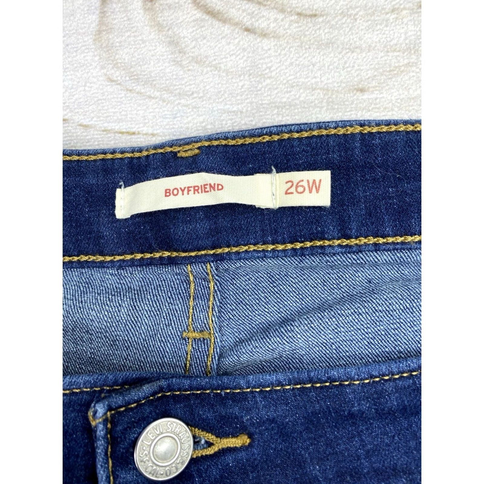 Levi's VINTAGE Levi's Womens Jeans 26W Blue Denim Boyfriend Fit Stretch Comfort Plus Sz 2 Womens Jeans 5-Pocket Design Dark Wash Regular Rise High Rise N/A Size 26" / US 2 / IT 38 - 3 Thumbnail