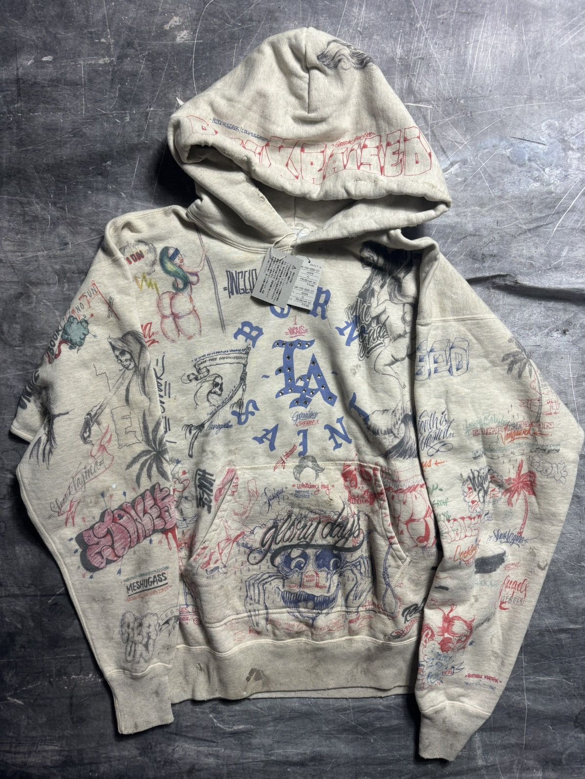 Born X Raised Saint Michael Born X Raised Graffiti Hoodie | Grailed