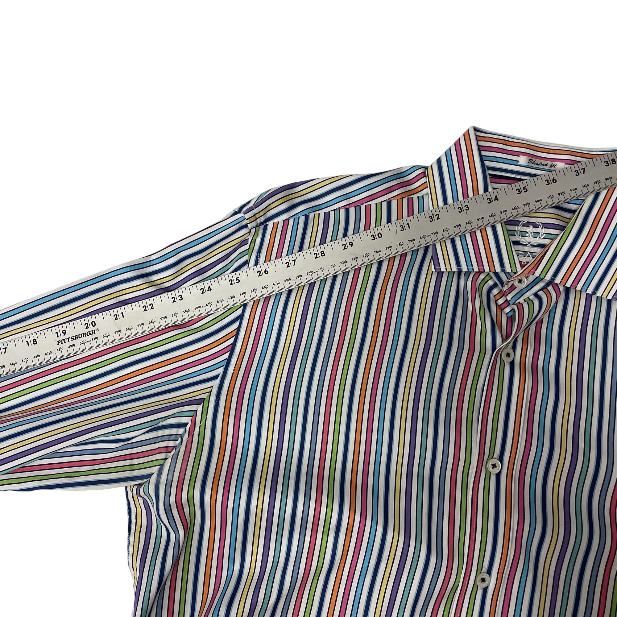 BUGATCHI Bugatchi Bold RAINBOW STRIPE Button Up Spread Collar Shirt Size US L / EU 52-54 / 3 - 10 Thumbnail