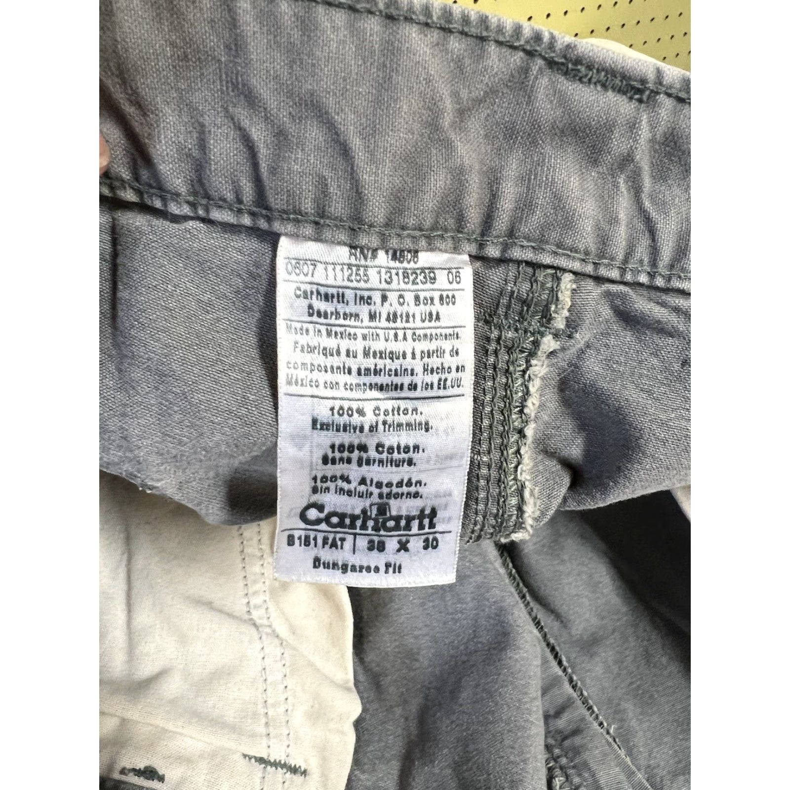Carhartt VINTAGE Carhartt B151 Carpenter Work Pants Mens 36x28 Gray Cotton Straight Leg Casual Workwear Flags Logo Size US 36 / EU 52 - 2 Thumbnail