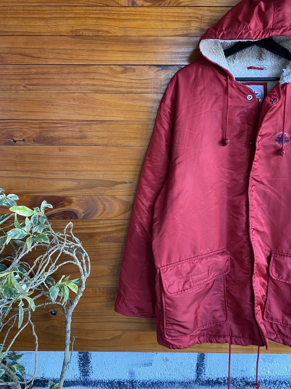 Converse Vintage Converse All Star Sherpa-Lined Hooded Jacket Red Size US L / EU 52-54 / 3 - 14 Thumbnail