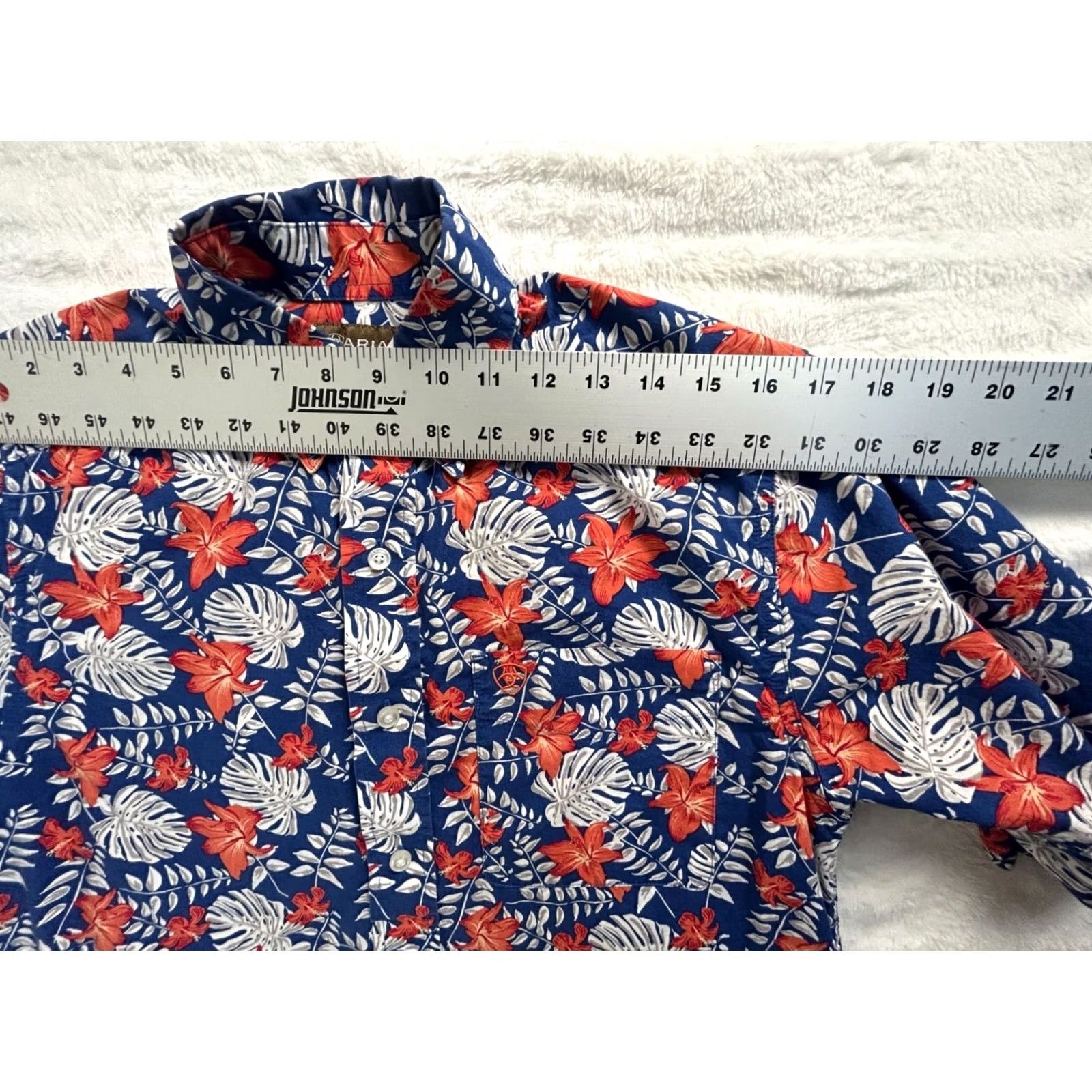 Ariat Ariat Men Floral Hawaiian Shirt XS Blue Tropical Short Sleeve Button Down Cotton Size US XS / EU 42 / 0 - 7 Thumbnail