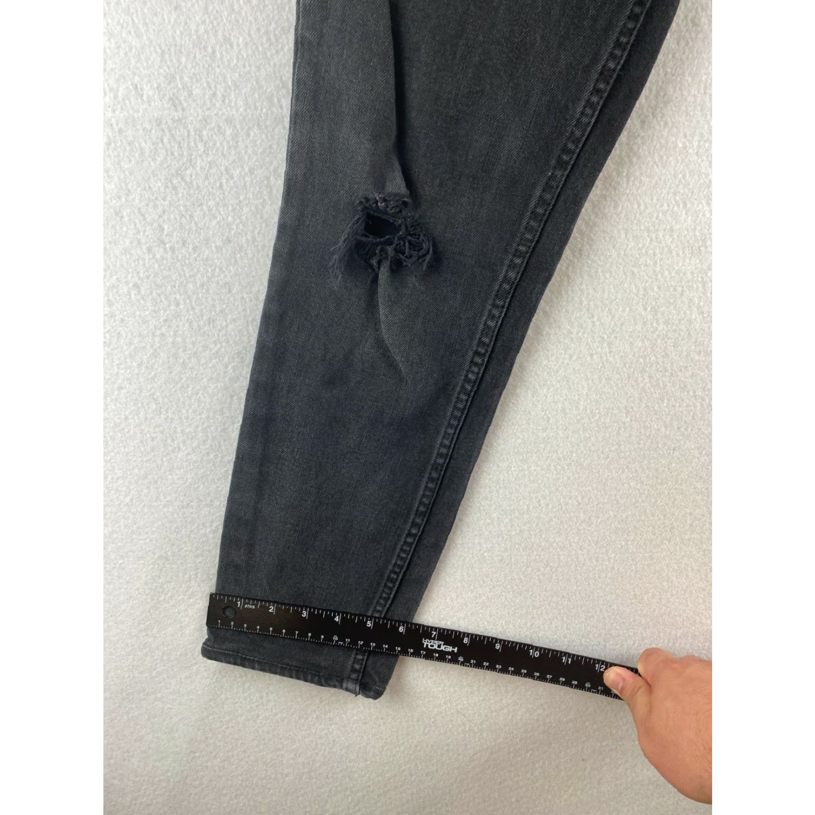 Pacsun PacSun Jeans Mens 28 x 30 Black Tapered Stacked Skinny Stretch Distressed Rip Jeans Size US 28 / EU 44 - 6 Thumbnail
