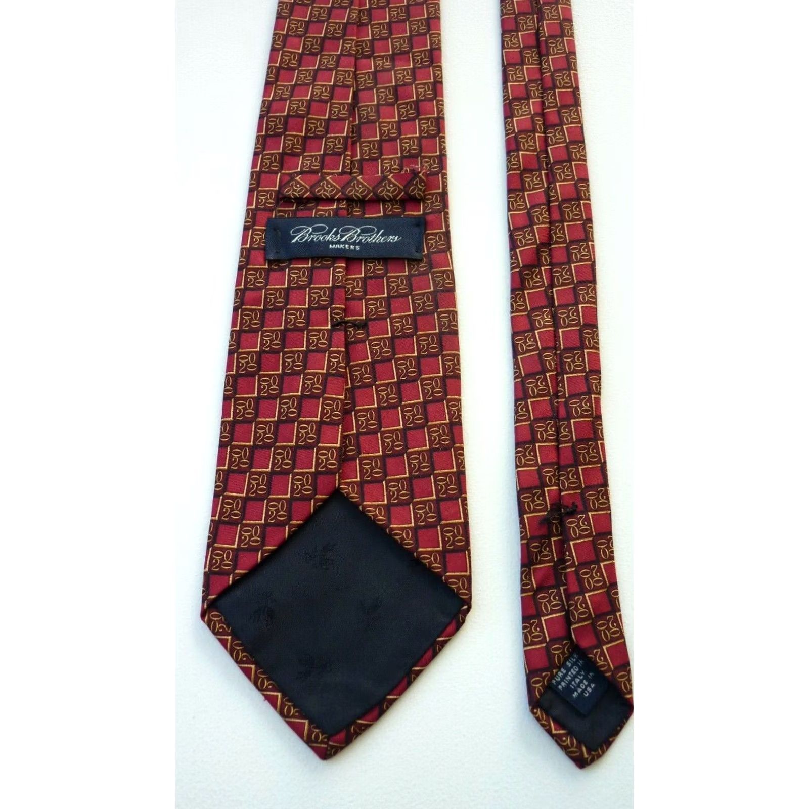 Brooks Brothers Brooks Brothers Makers Men's Silk Tie Handmade in USA Geometric Red 57"-60" Classic Length 3.75" Width Mens Silk Tie Size ONE SIZE - 5 Thumbnail