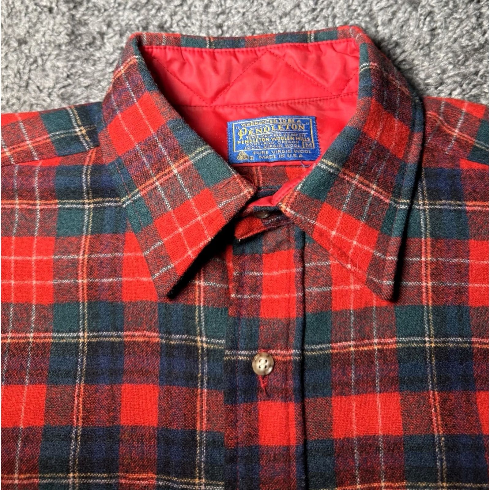 Pendleton VINTAGE Pendleton Shirt Mens Red Plaid Flannel Christie Tartan Wool Outdoors Med Men 70s 90s Retro USA Long Sleeve Button-Up Collared Size US M / EU 48-50 / 2 - 6 Thumbnail