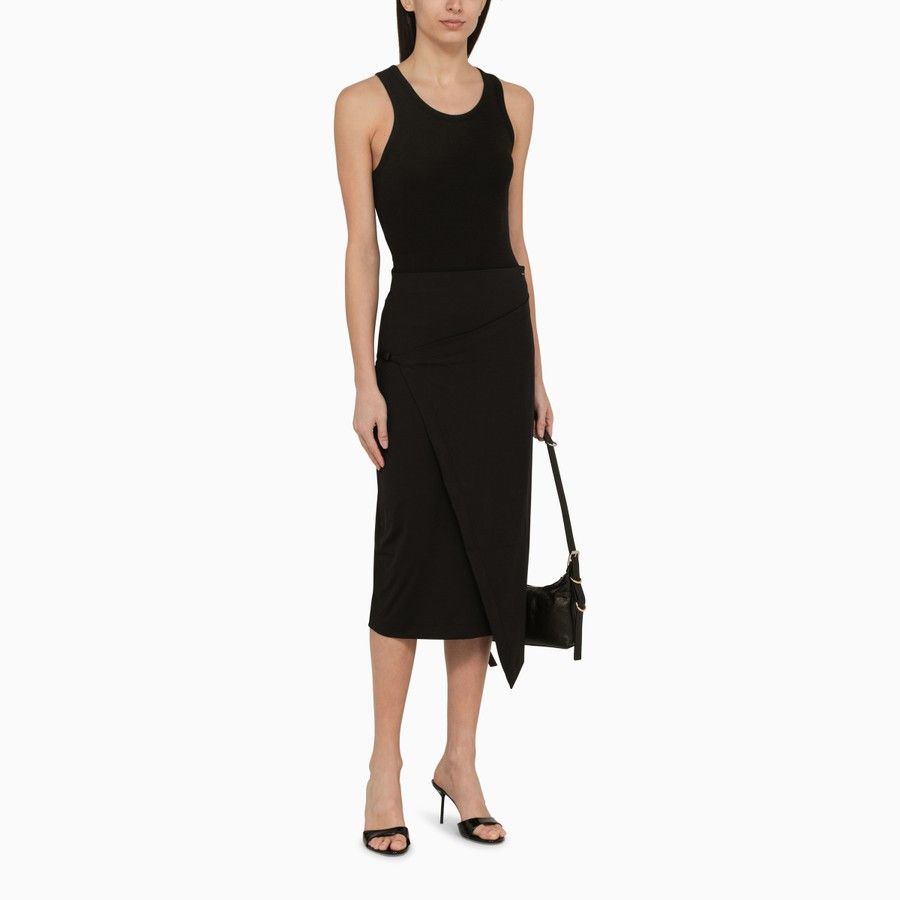 o1d2blof0824 Midi Wrap Skirt in Black