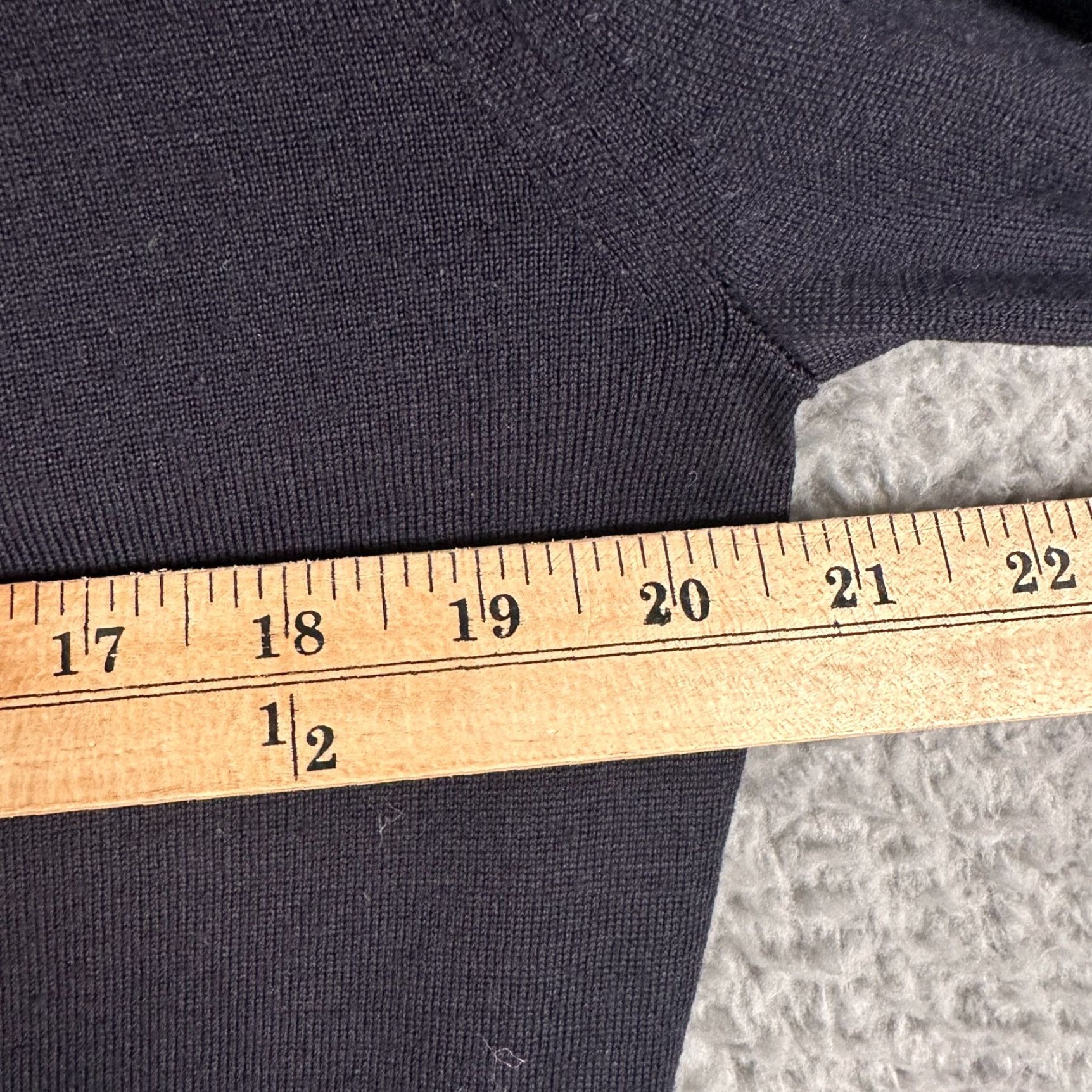 Reiss Blackhall Sweater Mens L Navy Long Sleeve 1/4 Zip Merino Wool Flaw