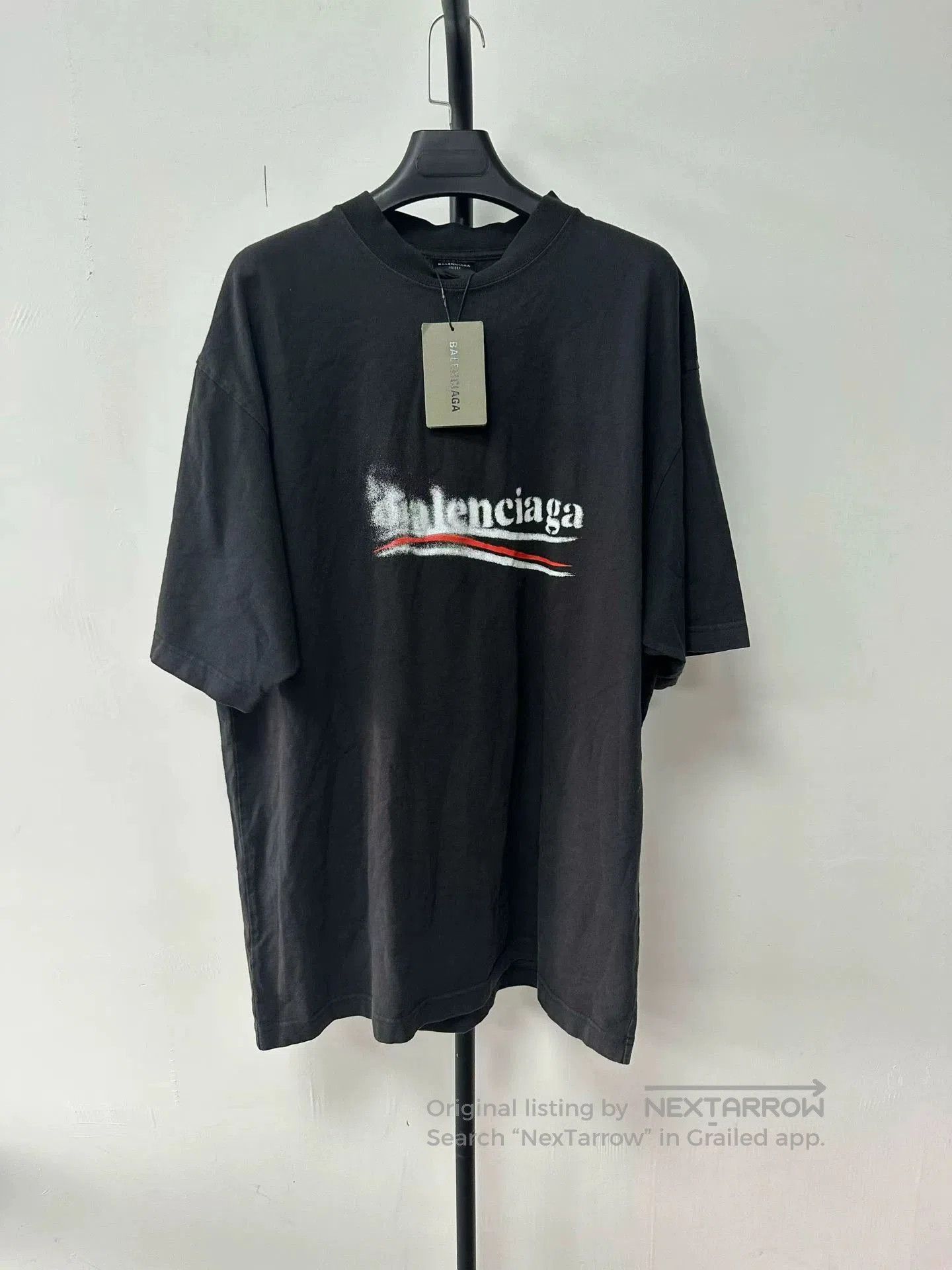 Balenciaga Logo Crew Short Sleeve T Black M Unisex/, Men's