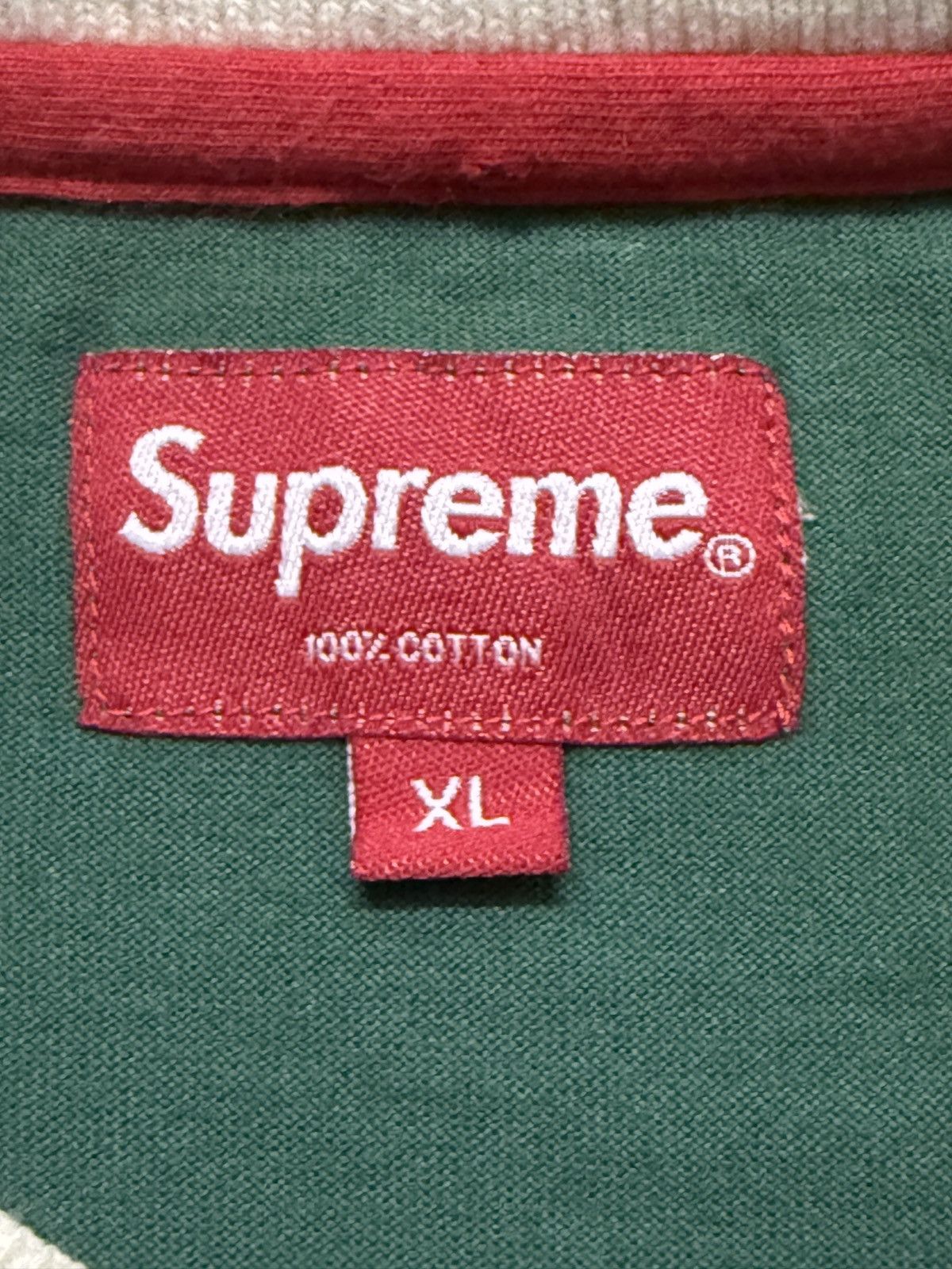 Supreme Supreme Big Logo Ribbed Collar Tee Dark Green Size US XL / EU 56 / 4 - 4 Thumbnail