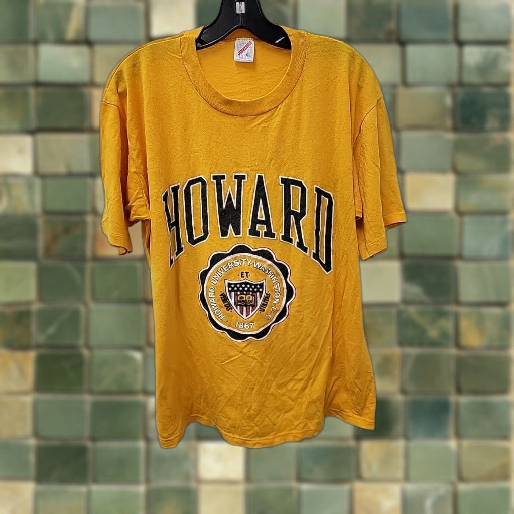 Jerzees VINTAGE Howard University T Shirt Hbcu Yellow Crest Mens XL Jerzees Shirt Size US XL / EU 56 / 4 - 1 Thumbnail